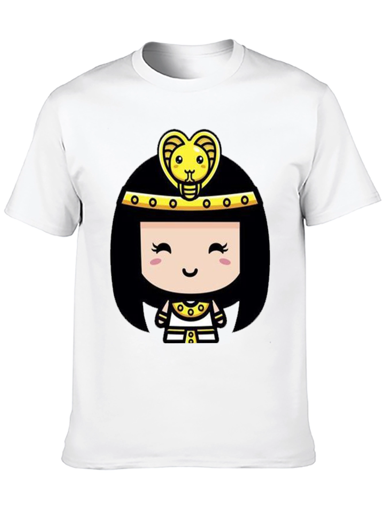 Egyptian Queen Cartoon Graphic Tee - Black Cotton T-Shirt