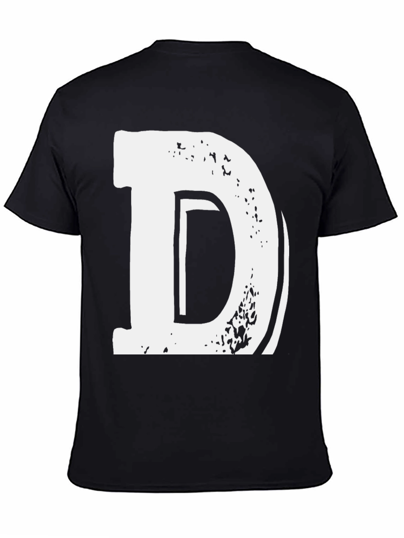 Bold Letter D Graphic Tee - Casual Black T-Shirt