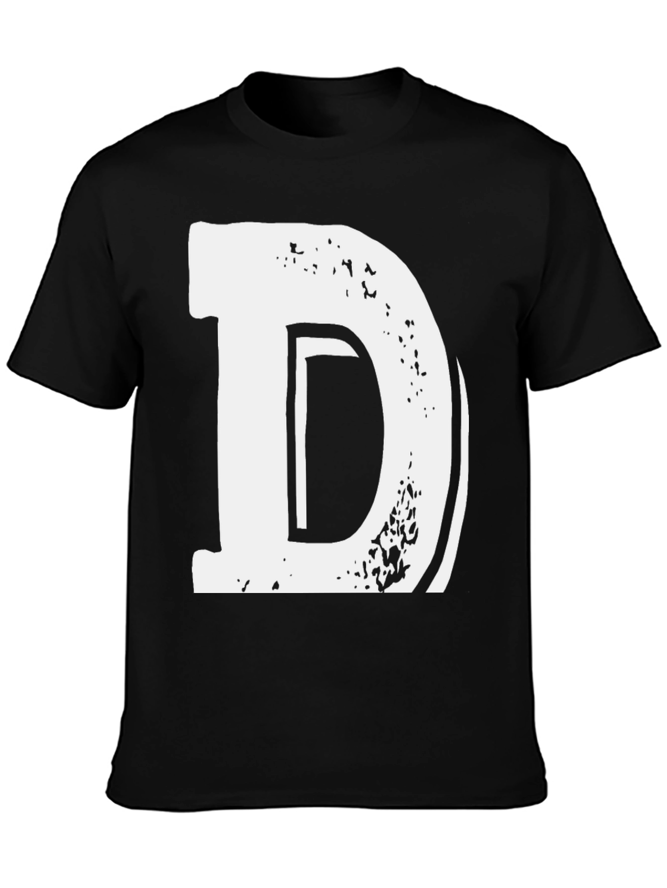 Bold Letter D Graphic Tee - Casual Black T-Shirt