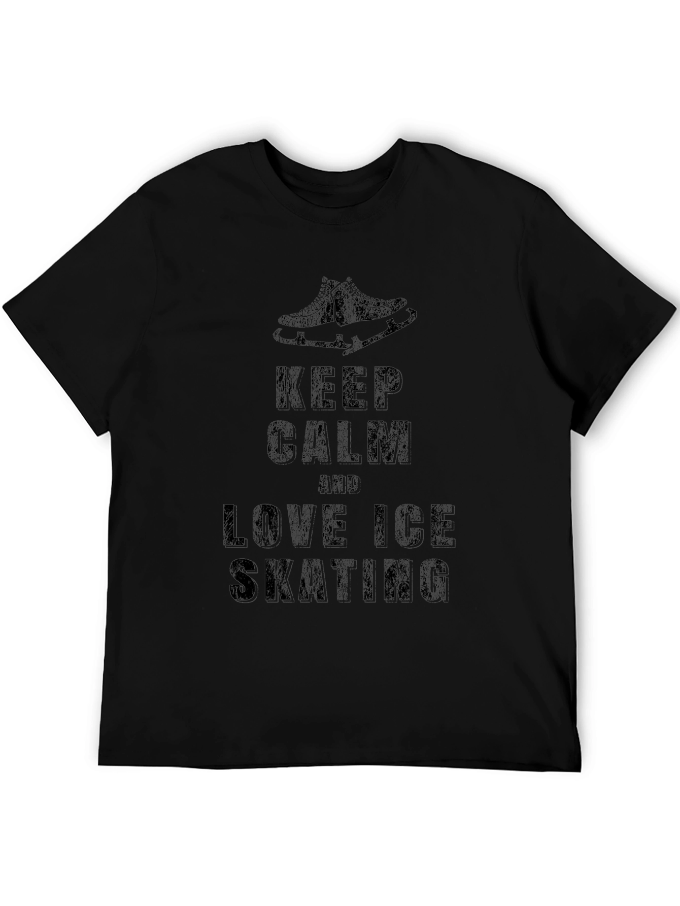Keep Calm Love Ice Skating Black Graphic T-Shirt