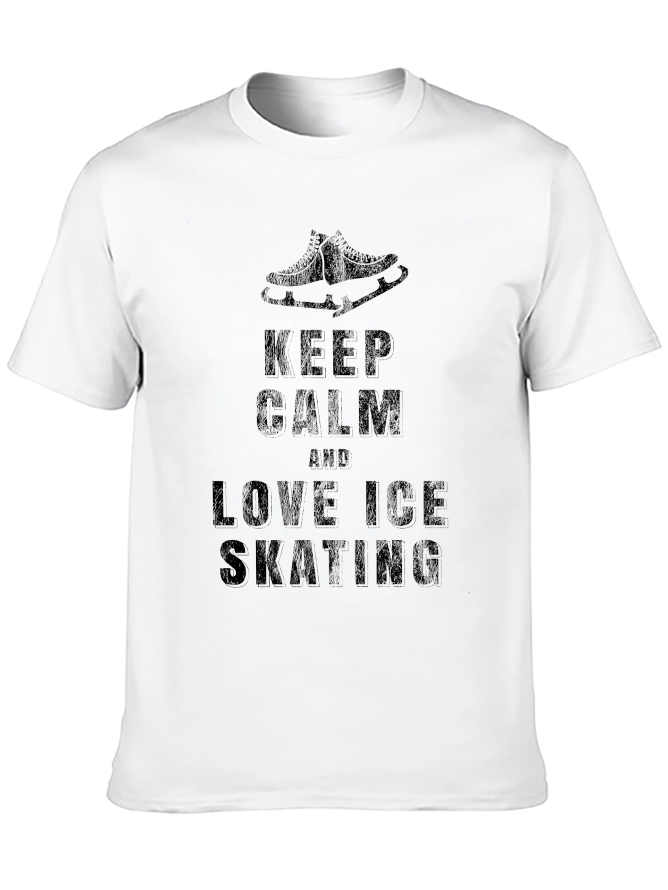 Keep Calm Love Ice Skating Black Graphic T-Shirt