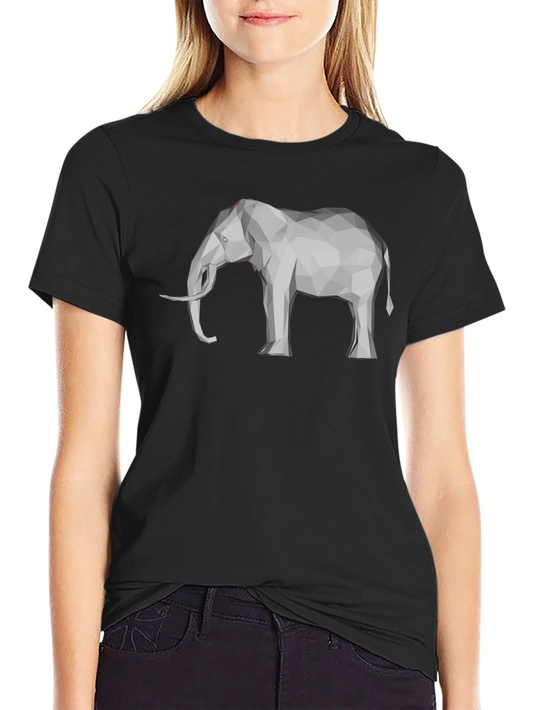 Geometric Elephant Graphic Tee - Stylish Black T-Shirt