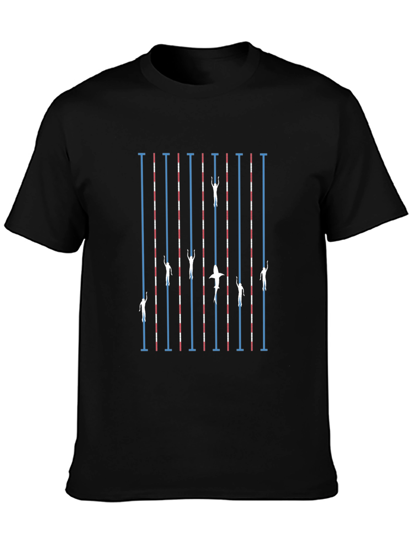 Swimmers vs Shark T-Shirt - Black Cotton
