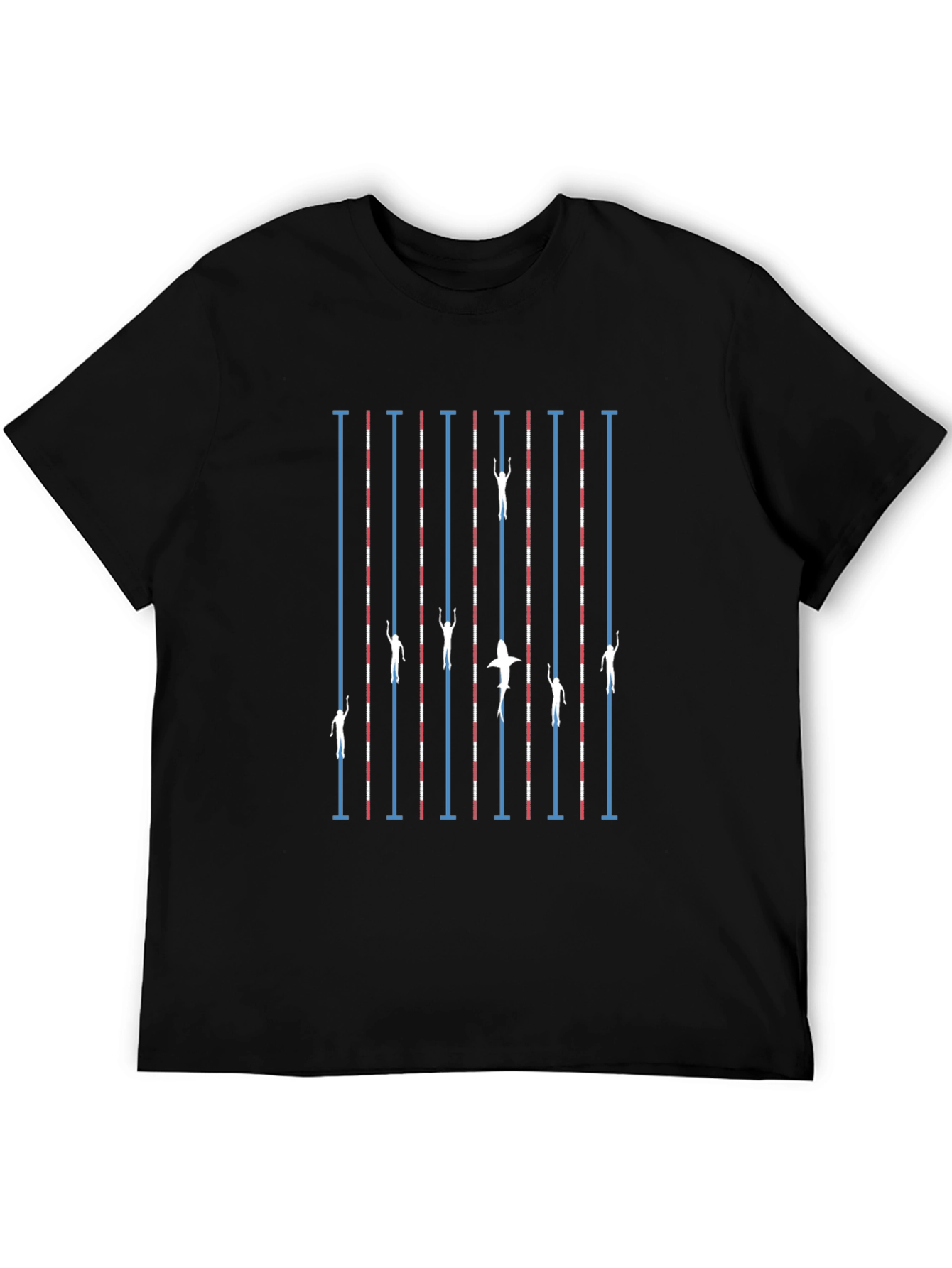 Swimmers vs Shark T-Shirt - Black Cotton