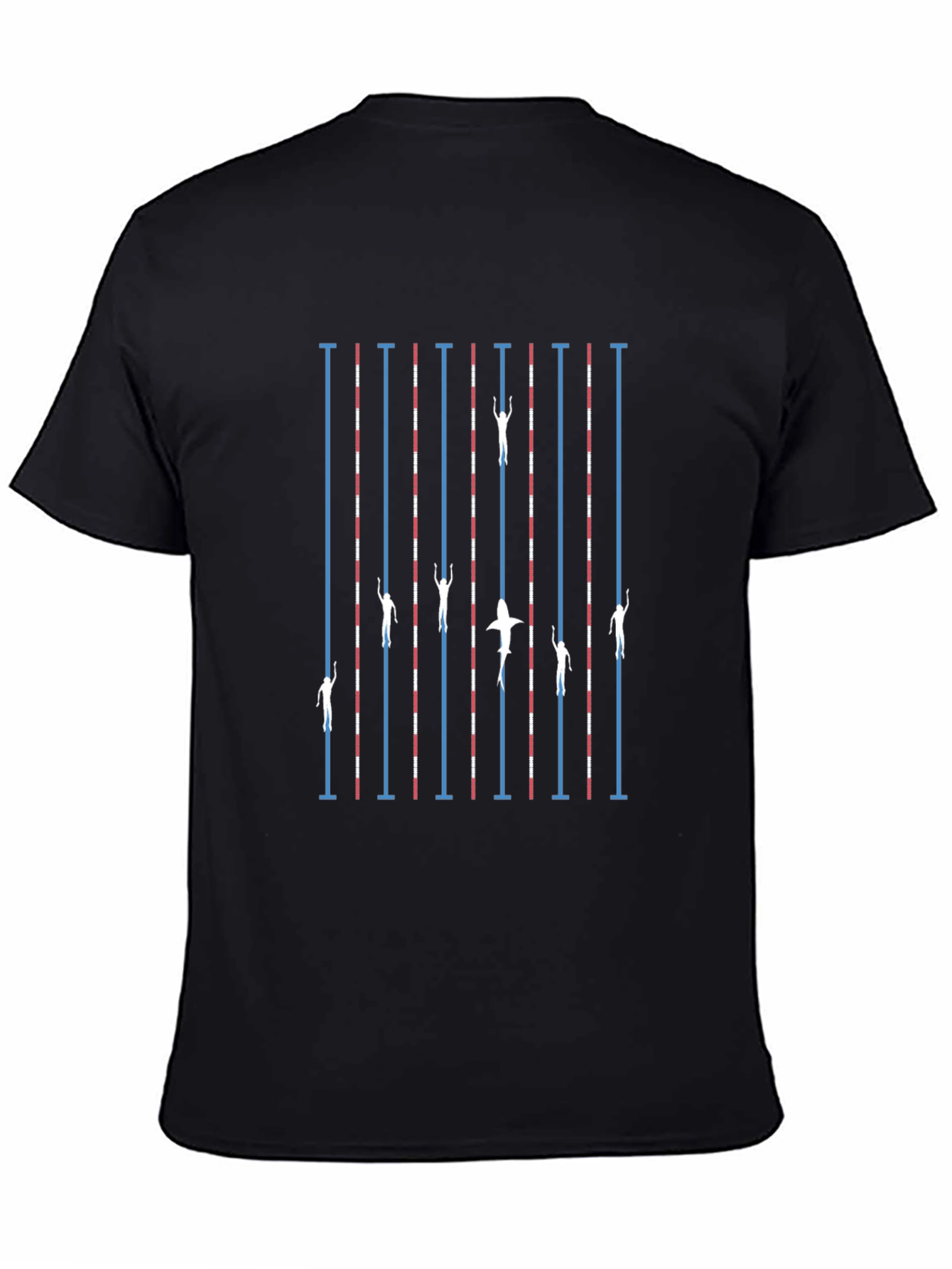 Swimmers vs Shark T-Shirt - Black Cotton