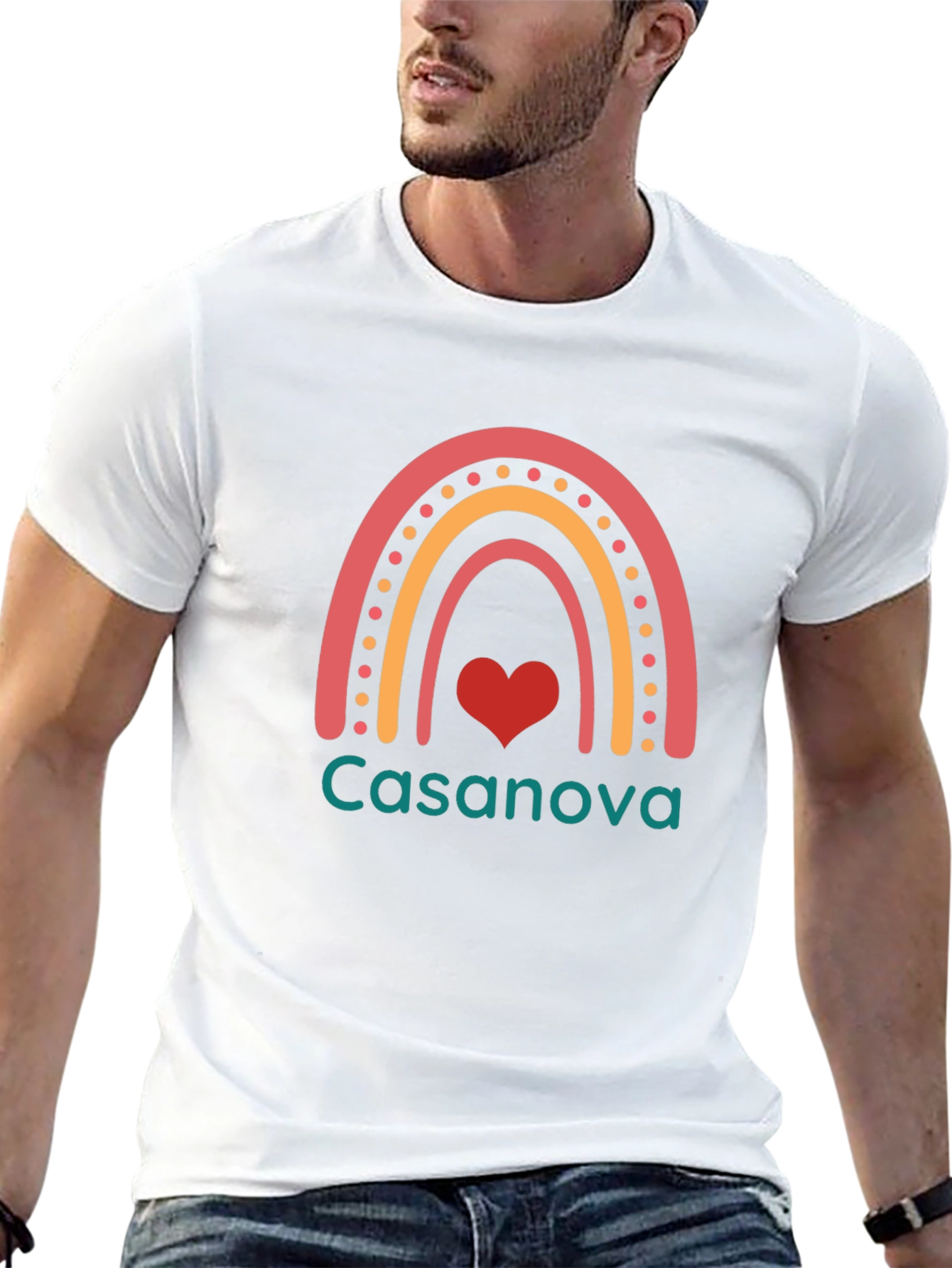 Casanova Rainbow Heart Graphic Tee - Black