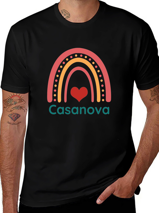Casanova Rainbow Heart Graphic Tee - Black