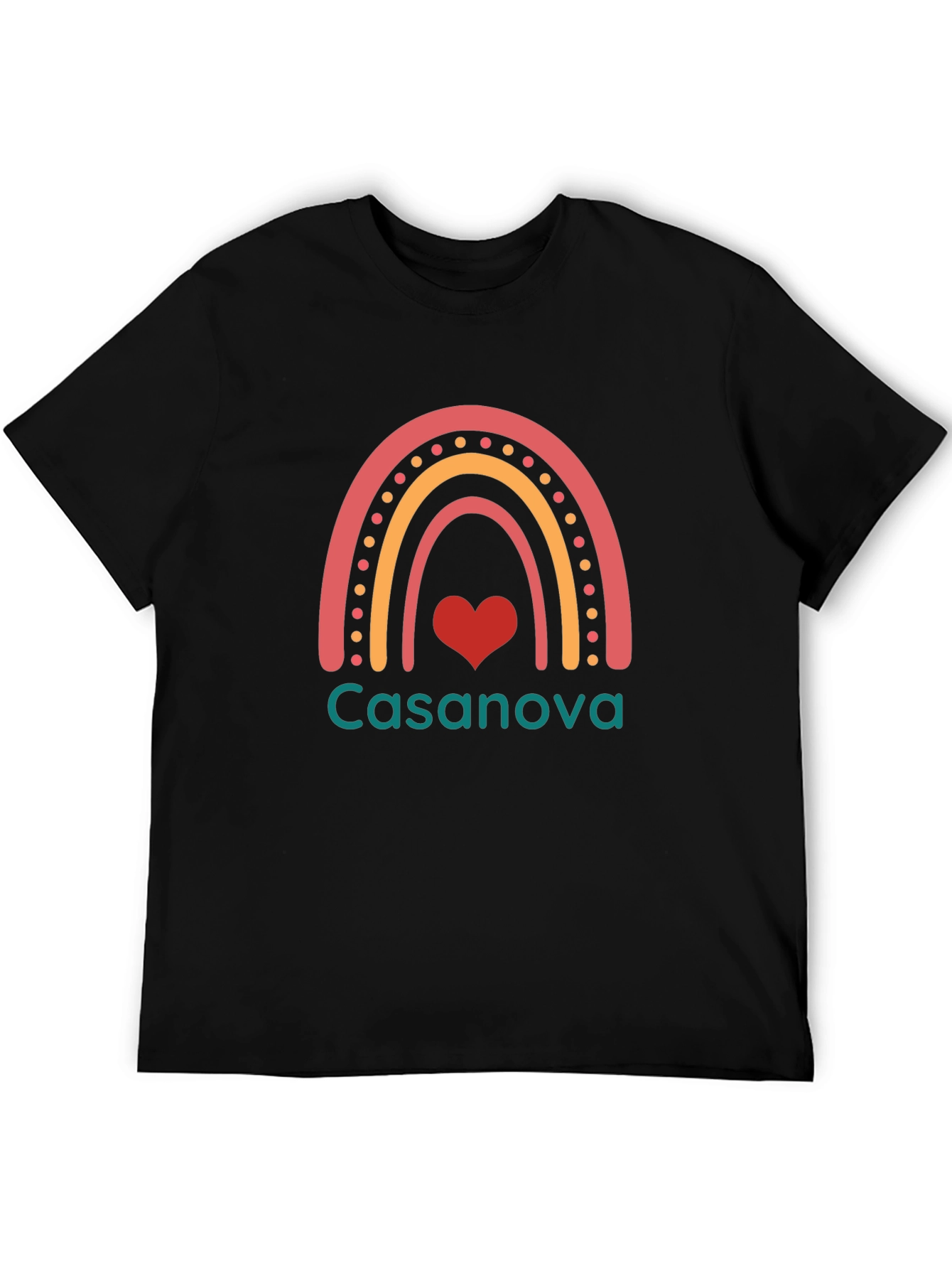 Casanova Rainbow Heart Graphic Tee - Black
