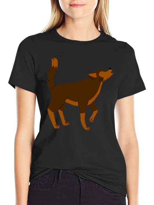 Cartoon Wolf Graphic Tee - Black