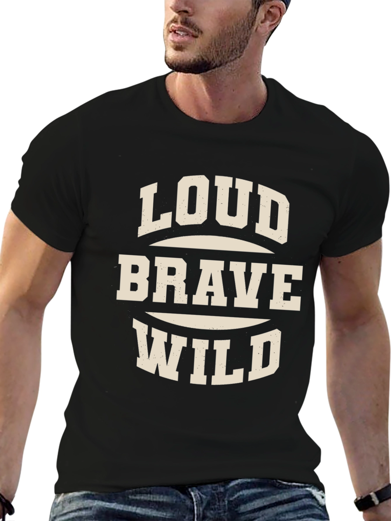 Loud Brave Wild Graphic Tee - Mens Black T-Shirt