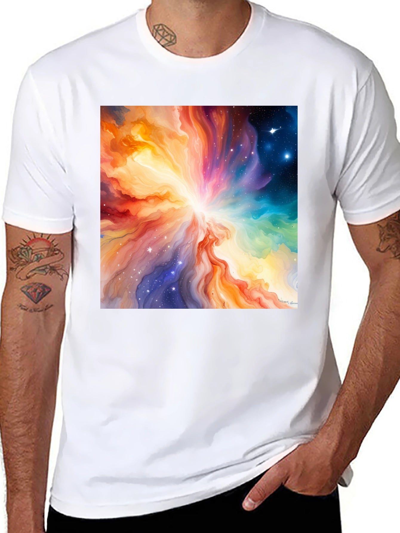 Cosmic Nebula Graphic Tee - Mens Black T-Shirt