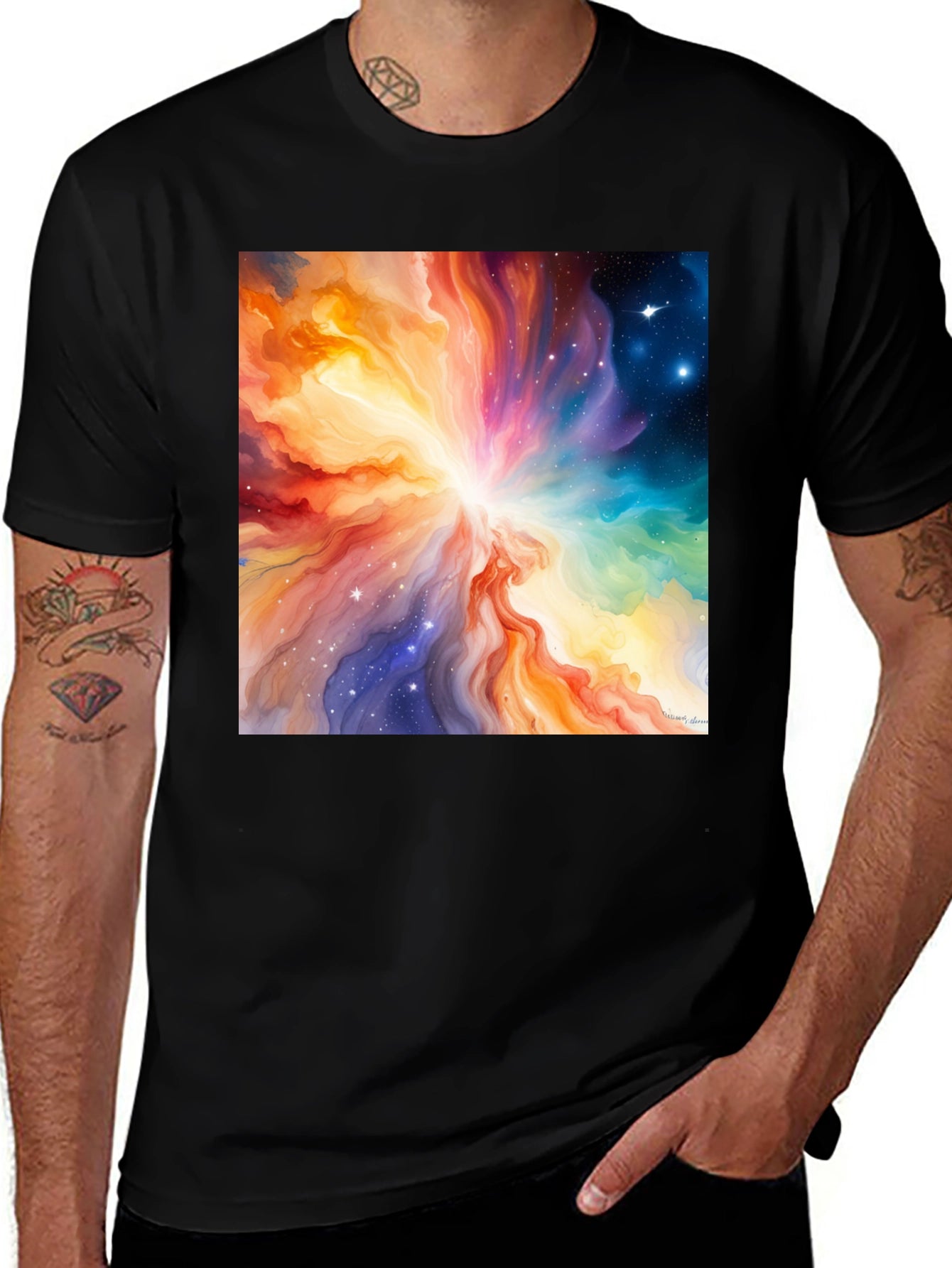 Cosmic Nebula Graphic Tee - Mens Black T-Shirt