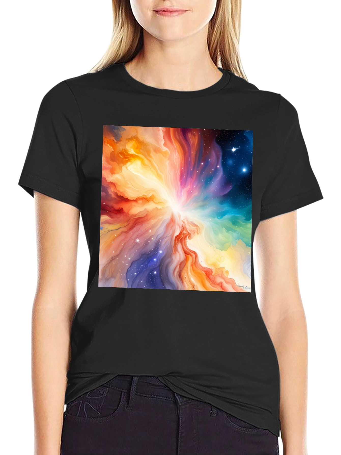 Cosmic Nebula Graphic Tee - Mens Black T-Shirt