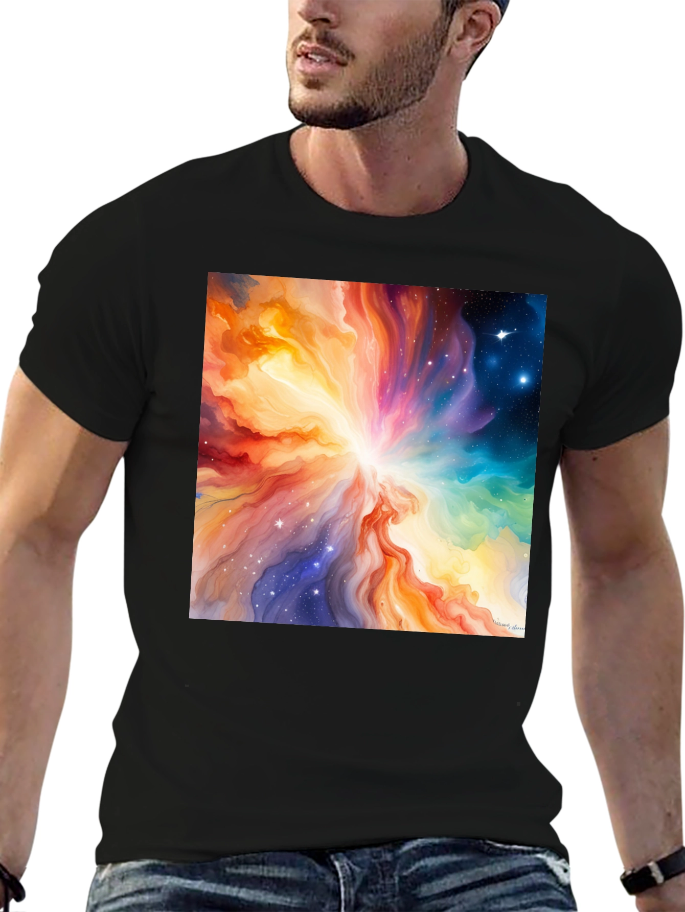 Cosmic Nebula Graphic Tee - Mens Black T-Shirt