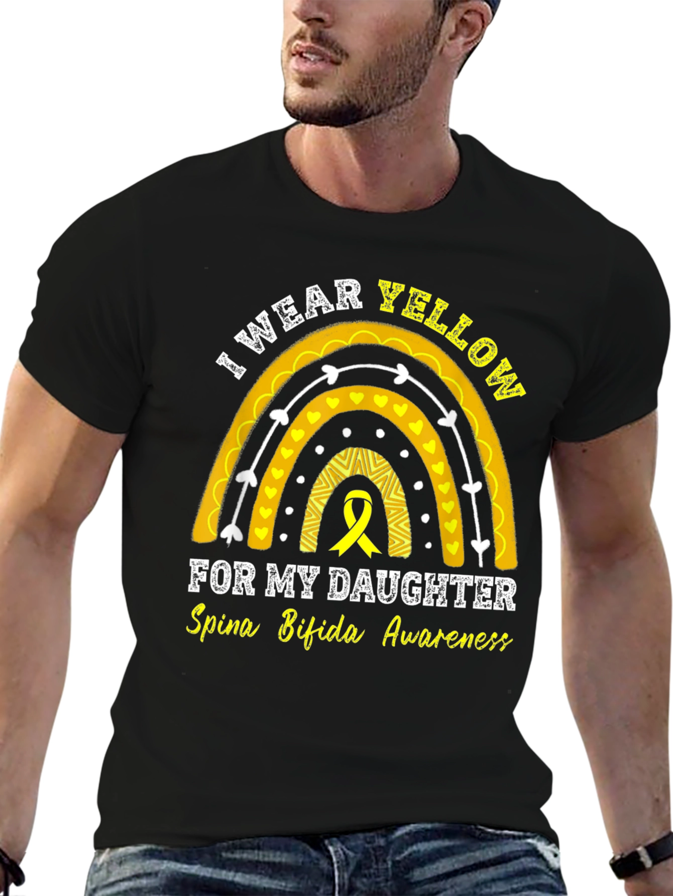 I Wear Yellow Rainbow Spina Bifida Awareness T-Shirt
