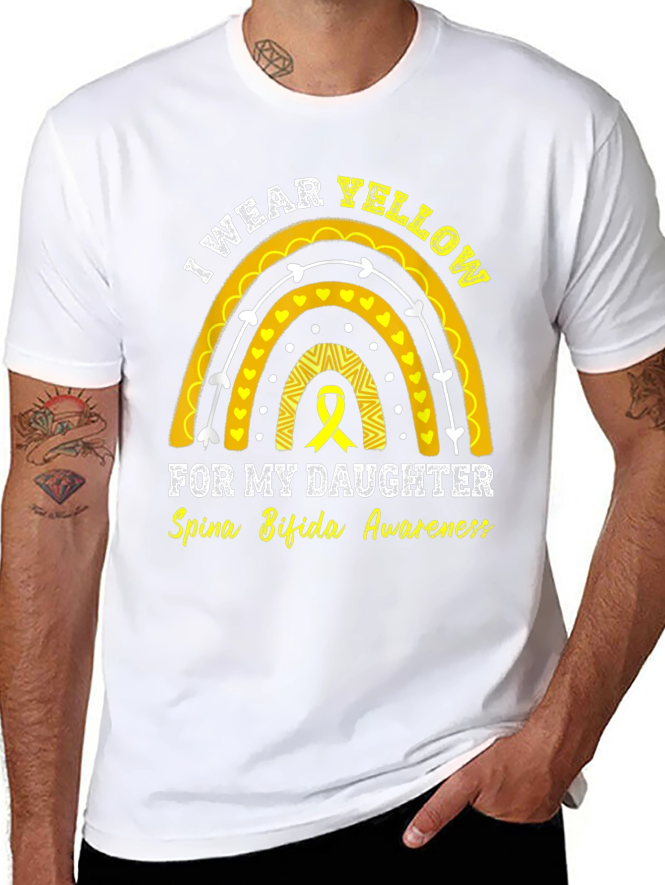 I Wear Yellow Rainbow Spina Bifida Awareness T-Shirt