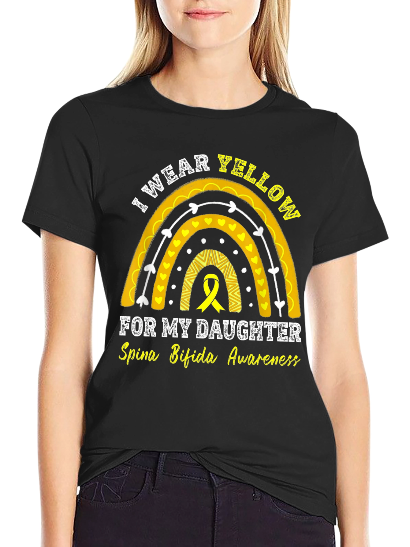 I Wear Yellow Rainbow Spina Bifida Awareness T-Shirt