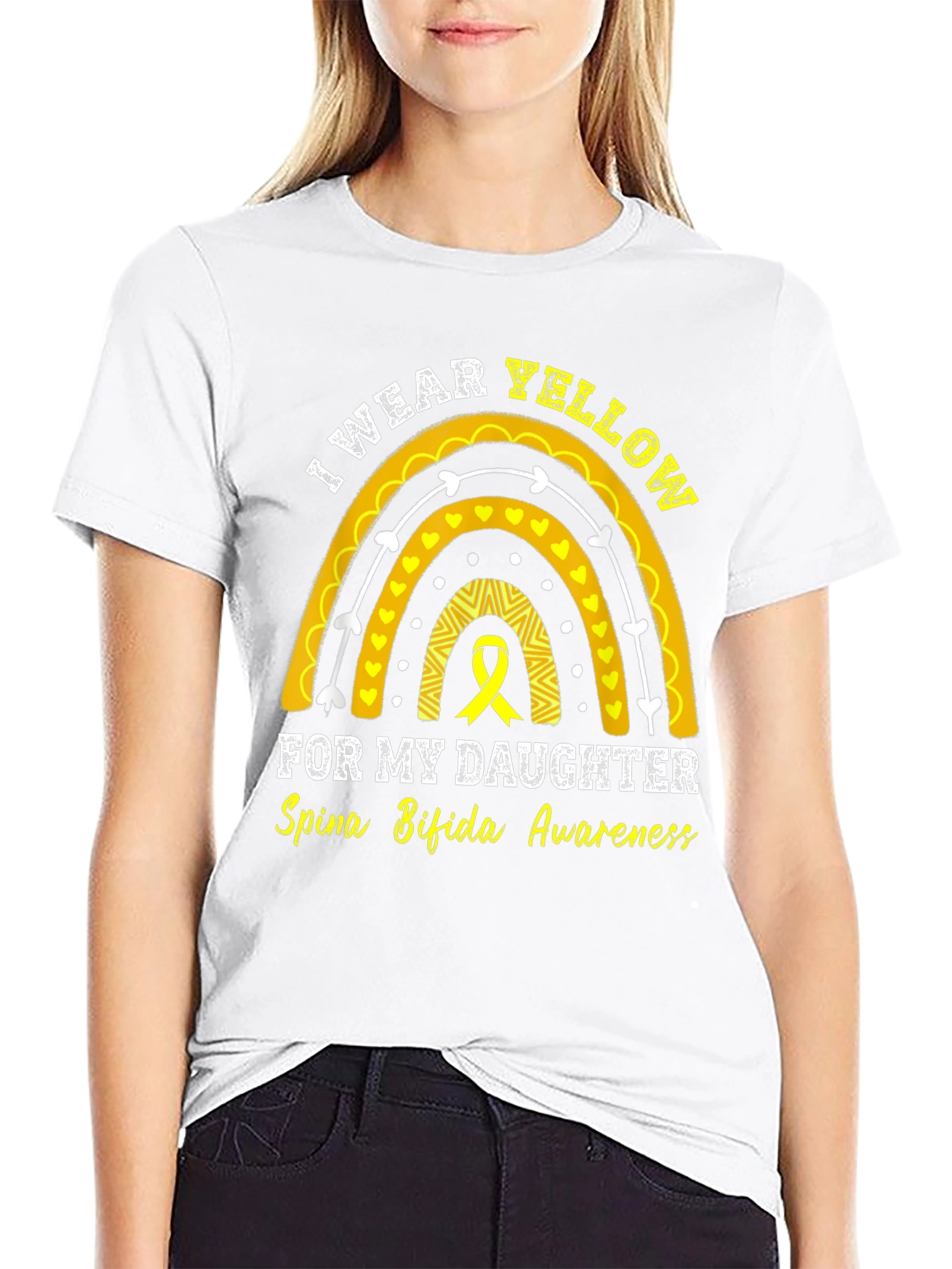 I Wear Yellow Rainbow Spina Bifida Awareness T-Shirt