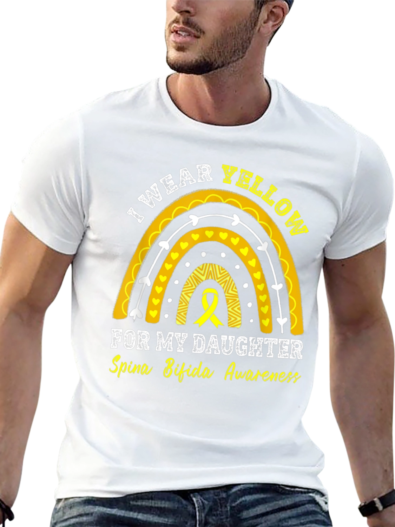 I Wear Yellow Rainbow Spina Bifida Awareness T-Shirt