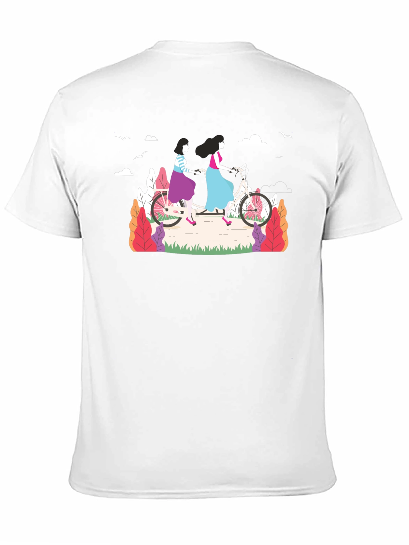 Stylish Womens Tandem Bike Graphic Tee - Black