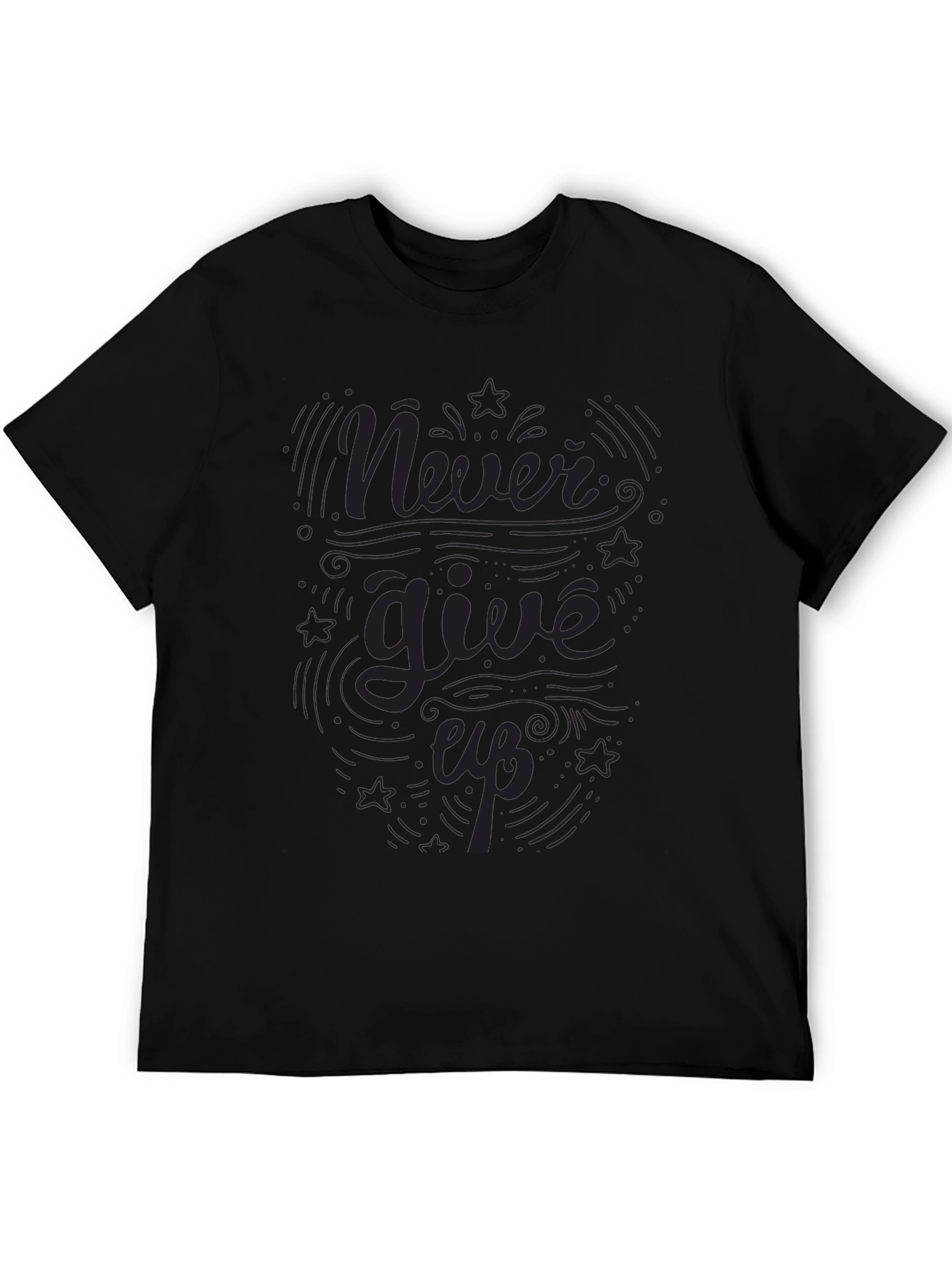 Never Give Up Black Graphic Tee
