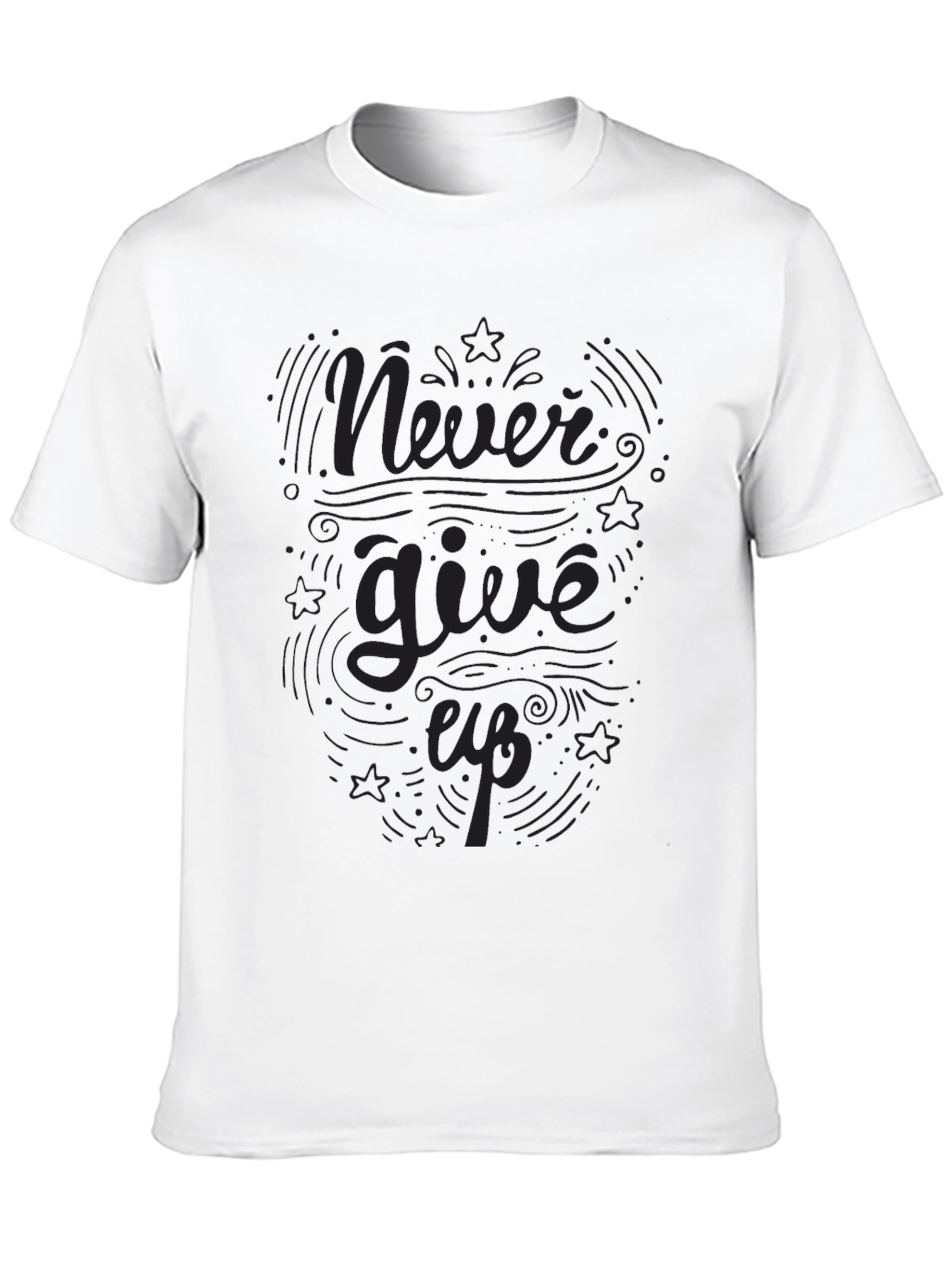 Never Give Up Black Graphic Tee