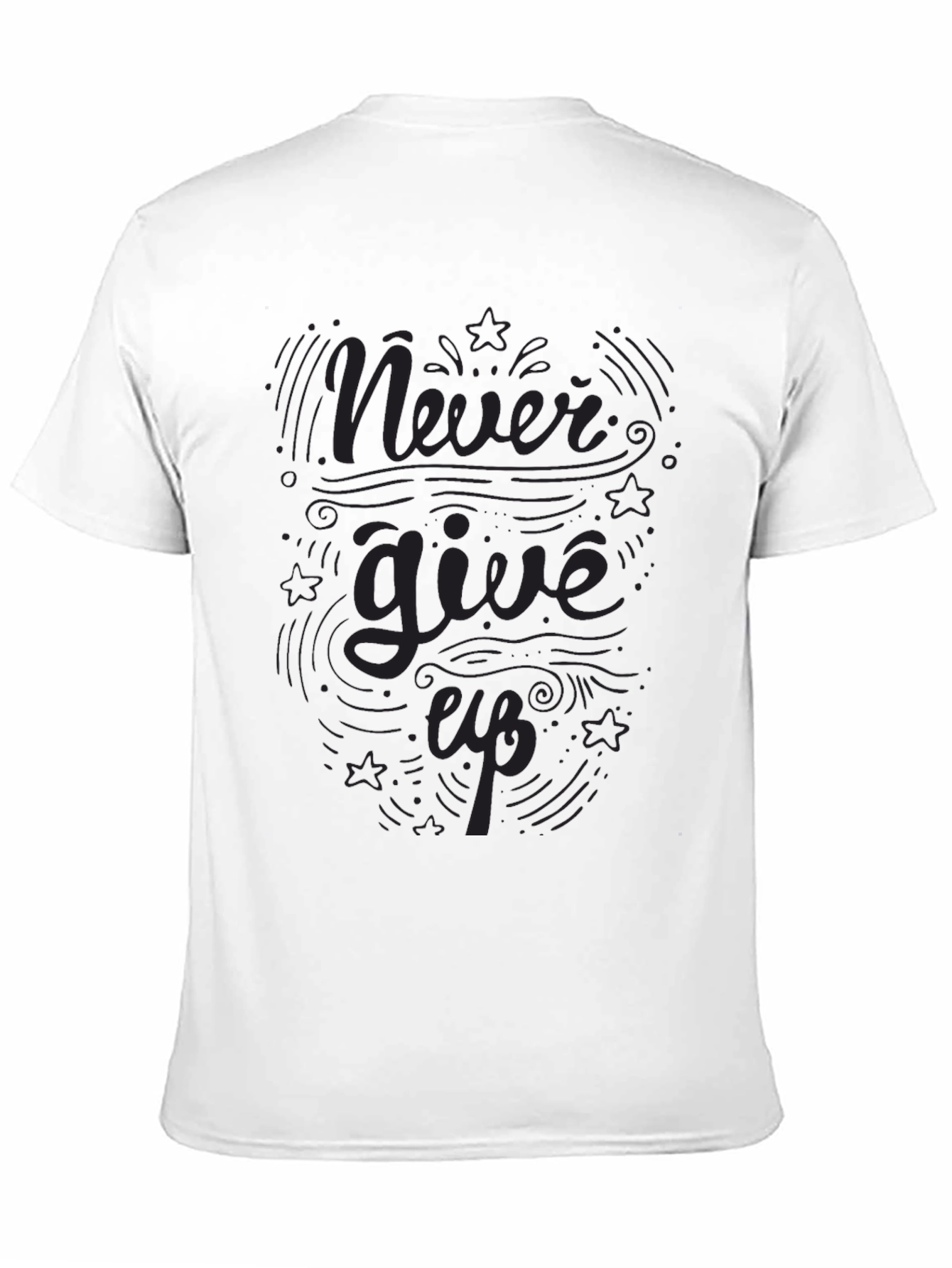 Never Give Up Black Graphic Tee