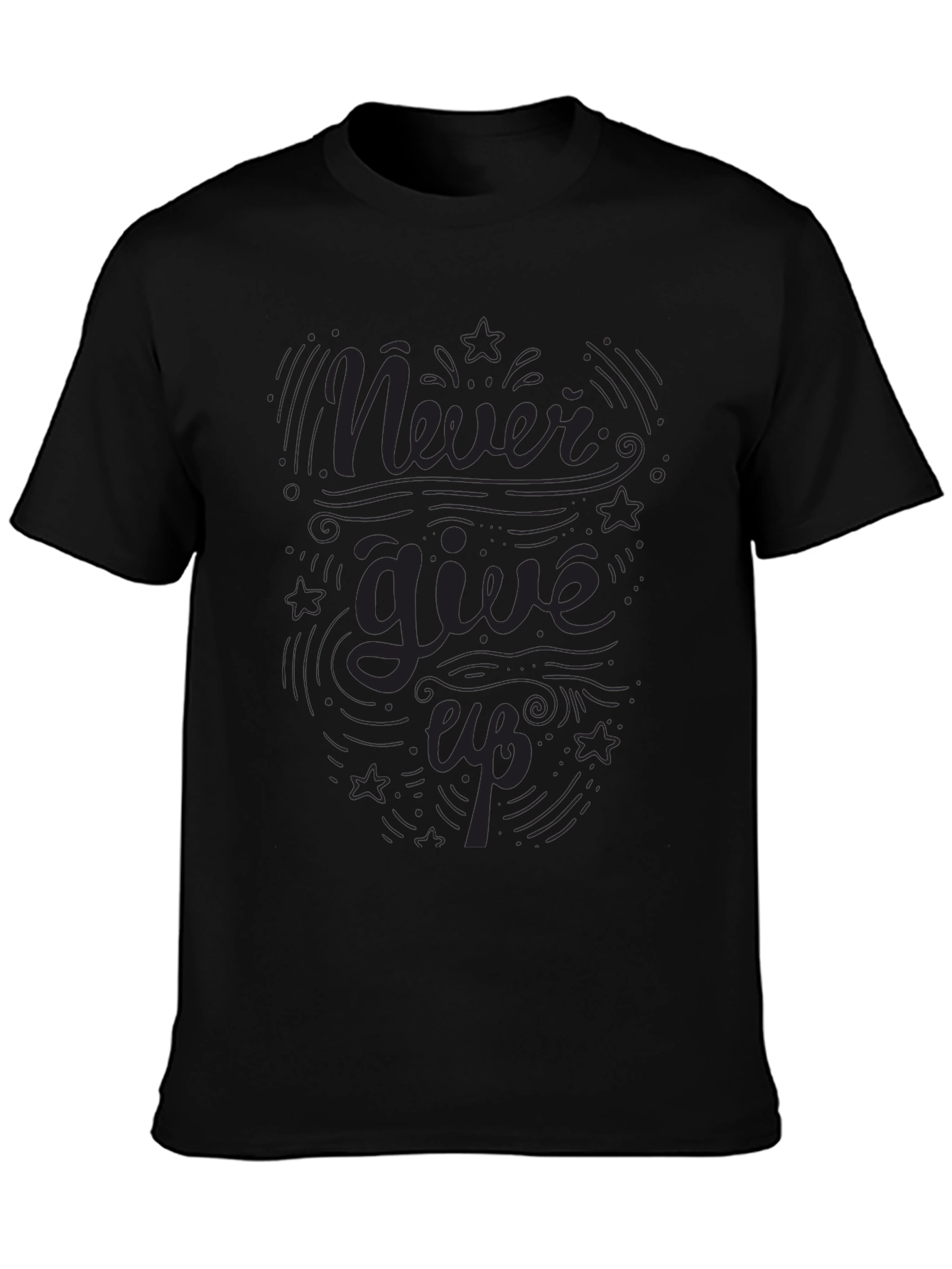 Never Give Up Black Graphic Tee