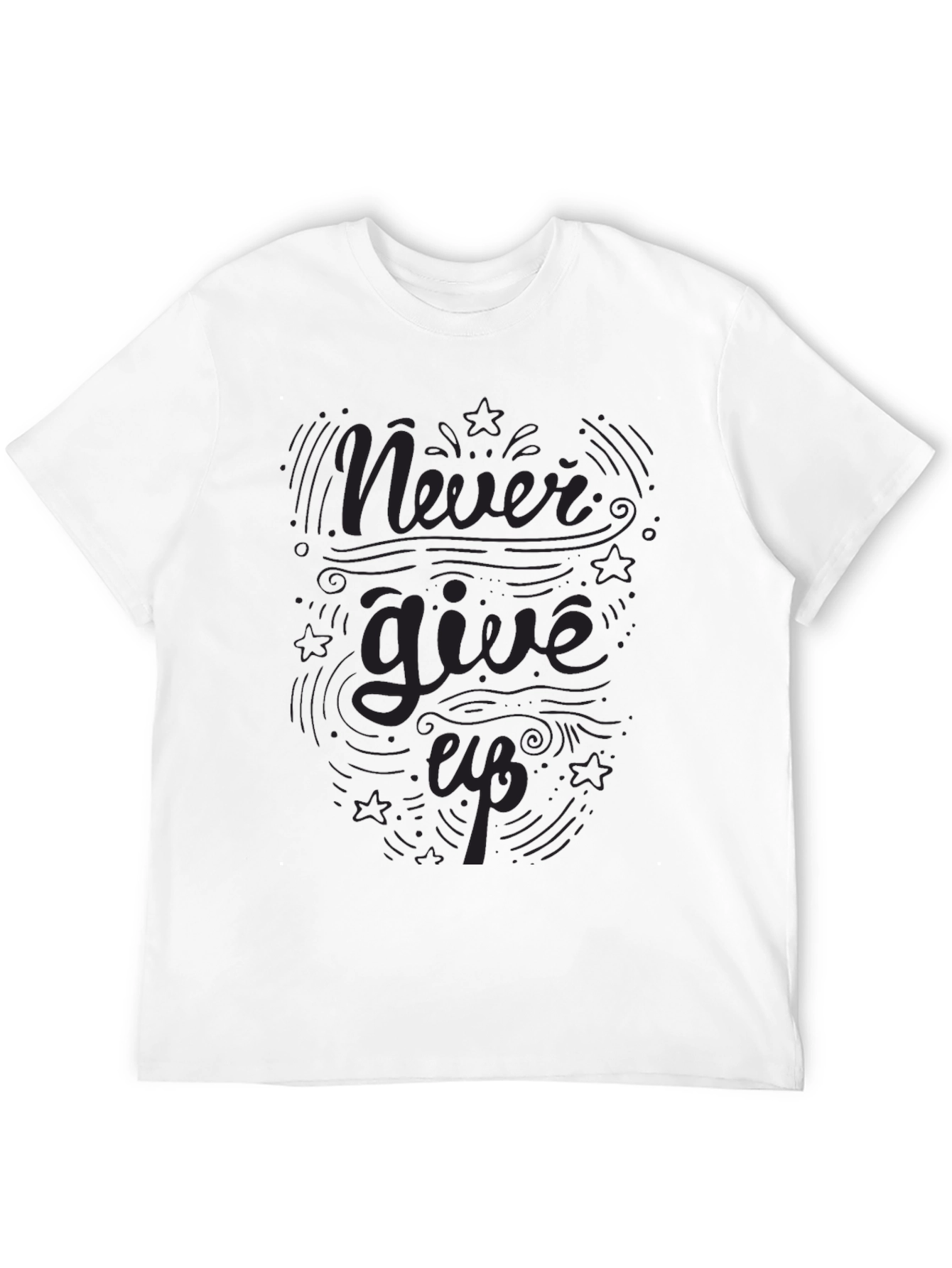 Never Give Up Black Graphic Tee