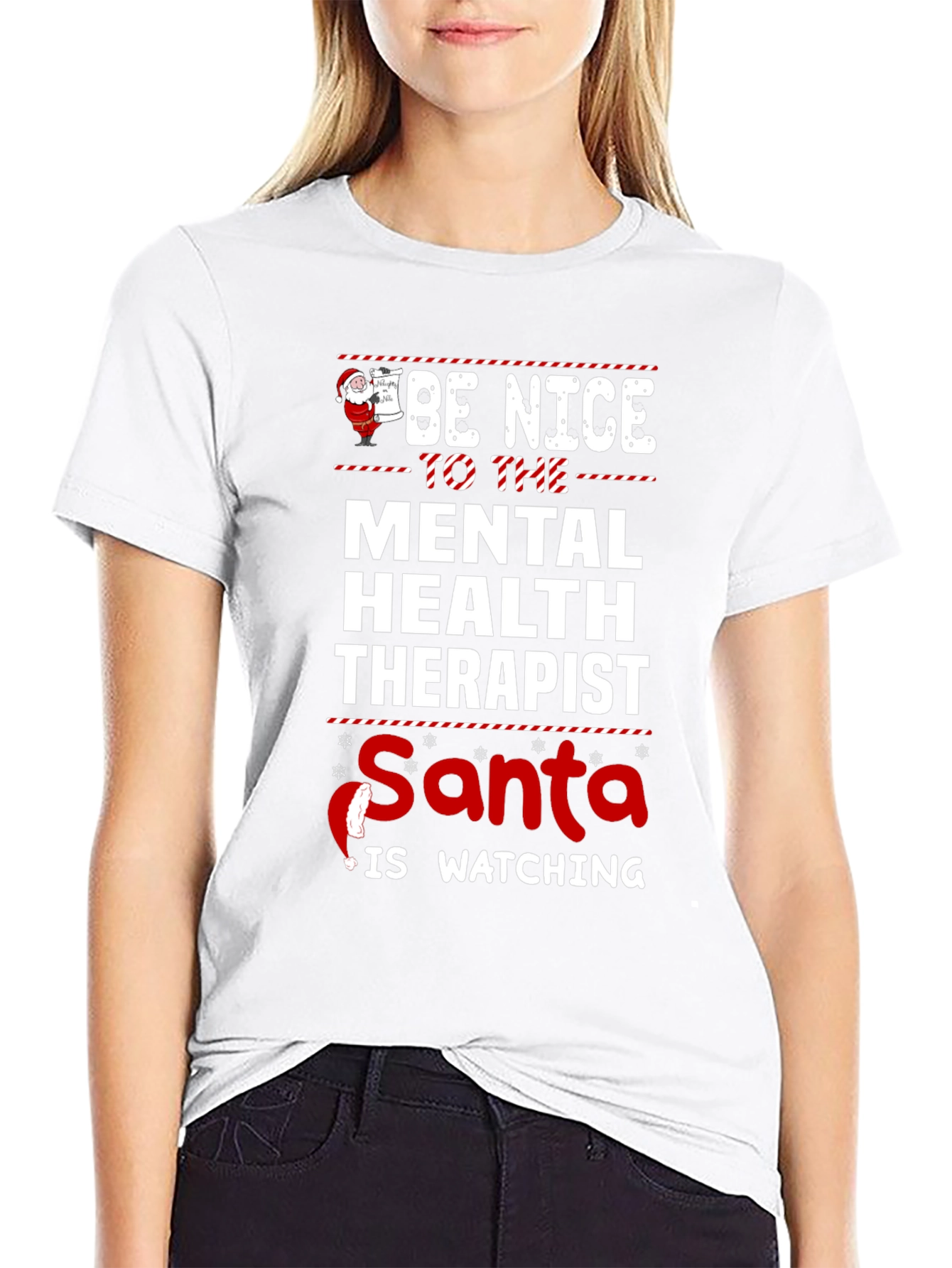Funny Mental Health Therapist Santa Christmas T-Shirt