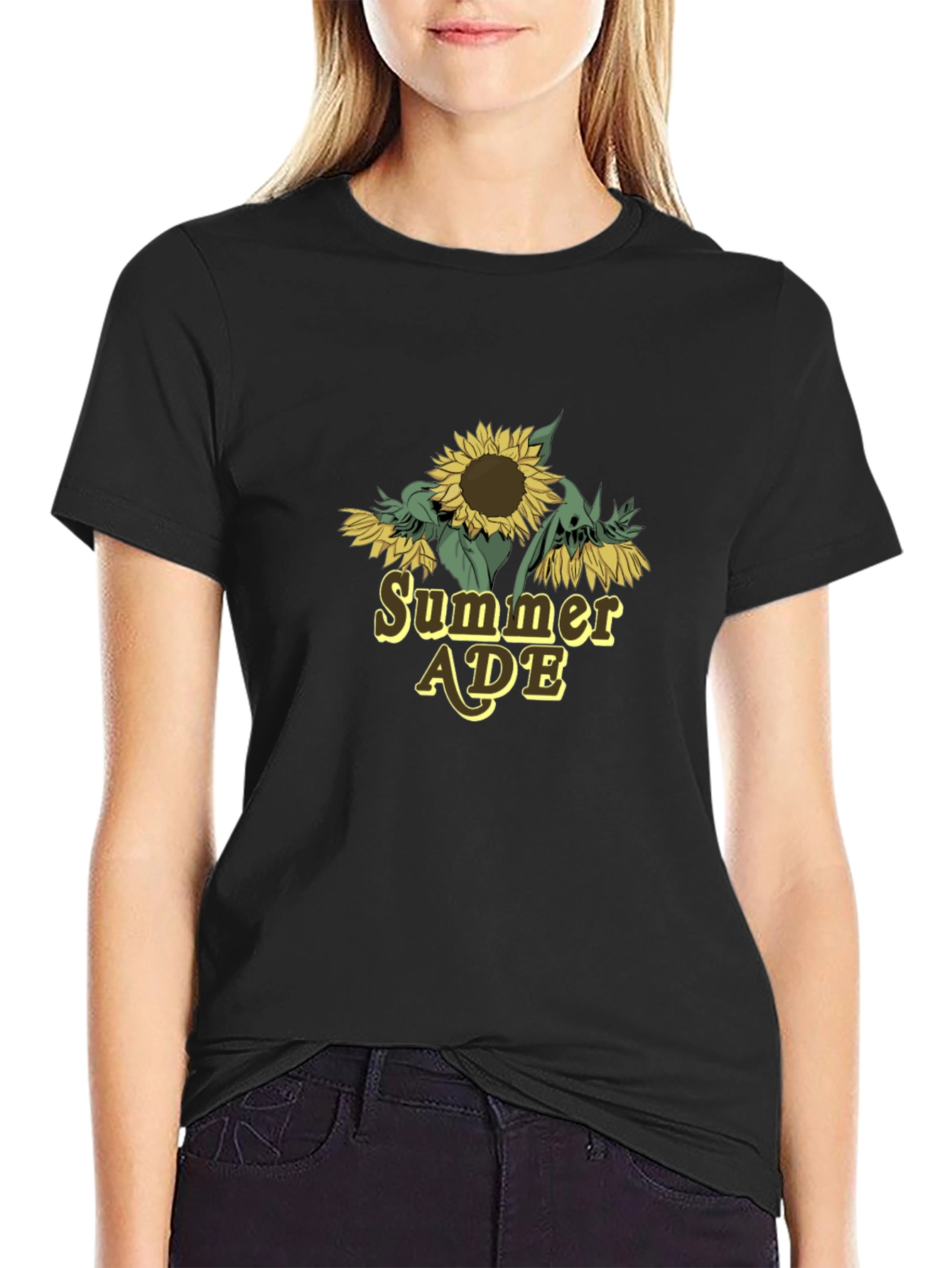 Summer ADE Sunflower Graphic Tee - Black