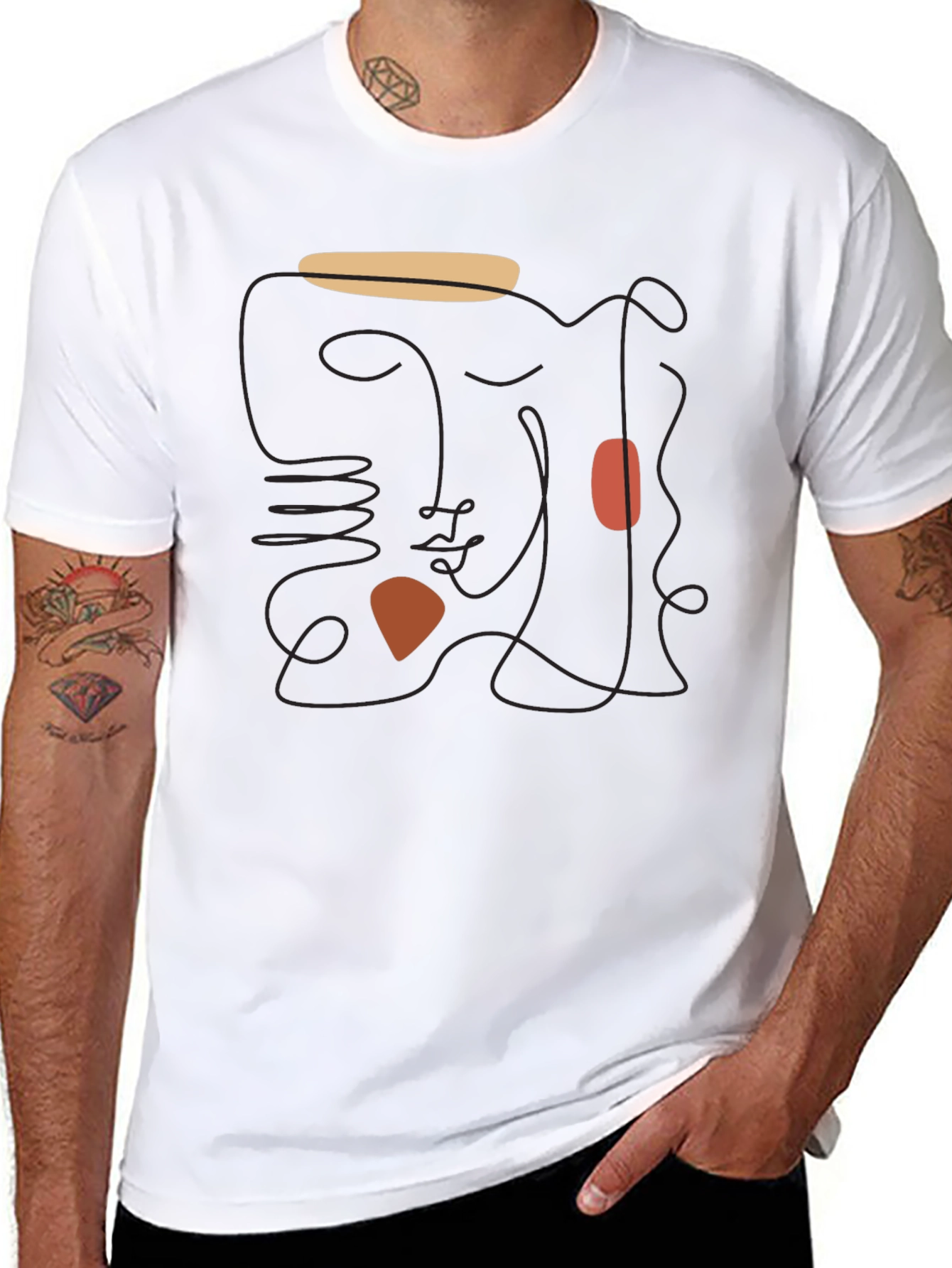 Abstract Face Graphic Black T-Shirt