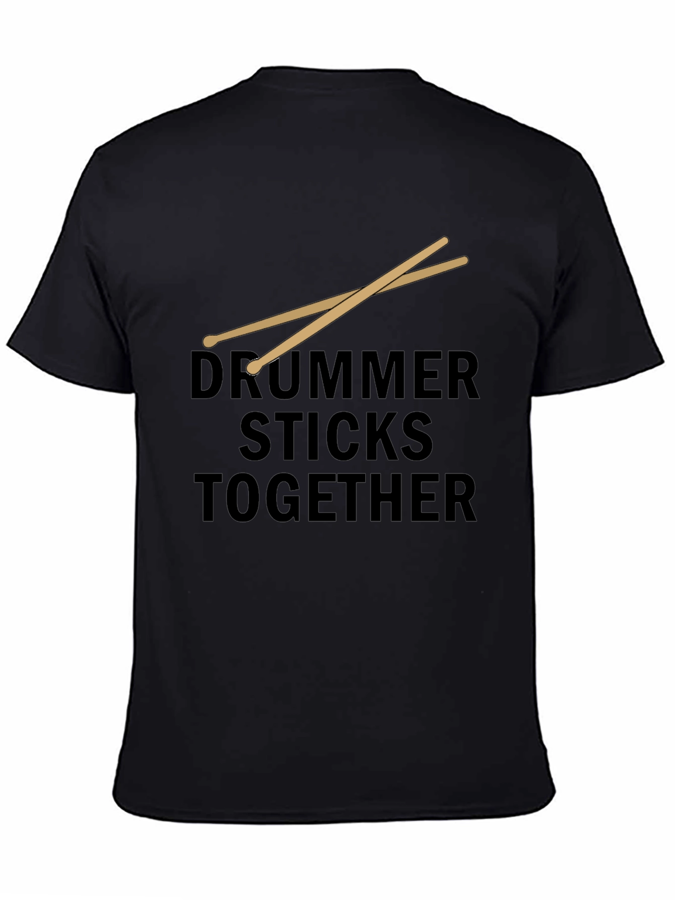 Drummer Sticks Together Black Graphic T-Shirt