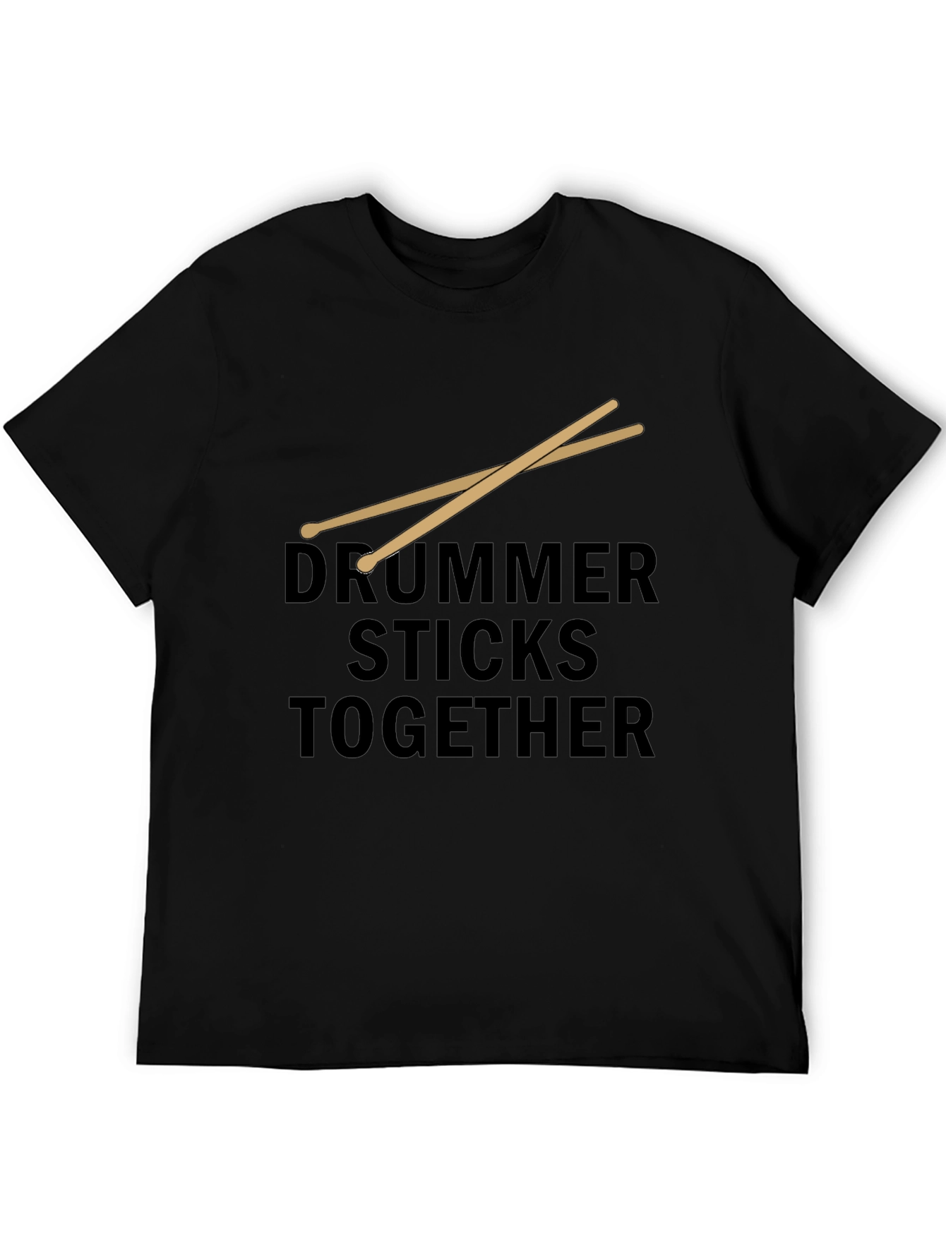 Drummer Sticks Together Black Graphic T-Shirt