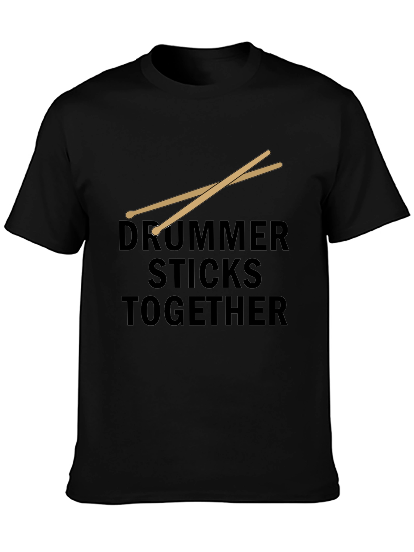 Drummer Sticks Together Black Graphic T-Shirt
