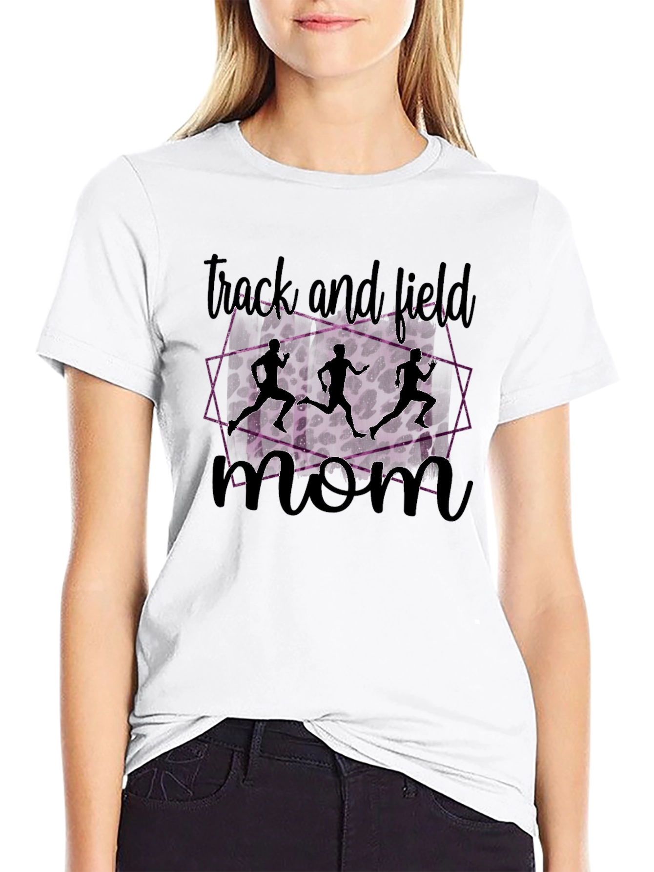 Track and Field Mom T-Shirt - Leopard Print