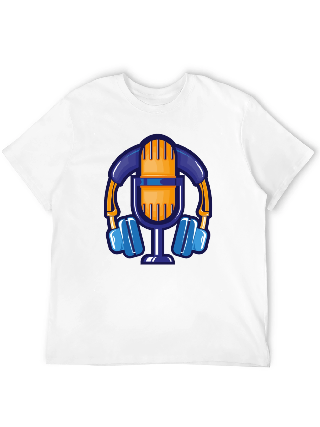 Cartoon Microphone & Headphone Graphic T-Shirt