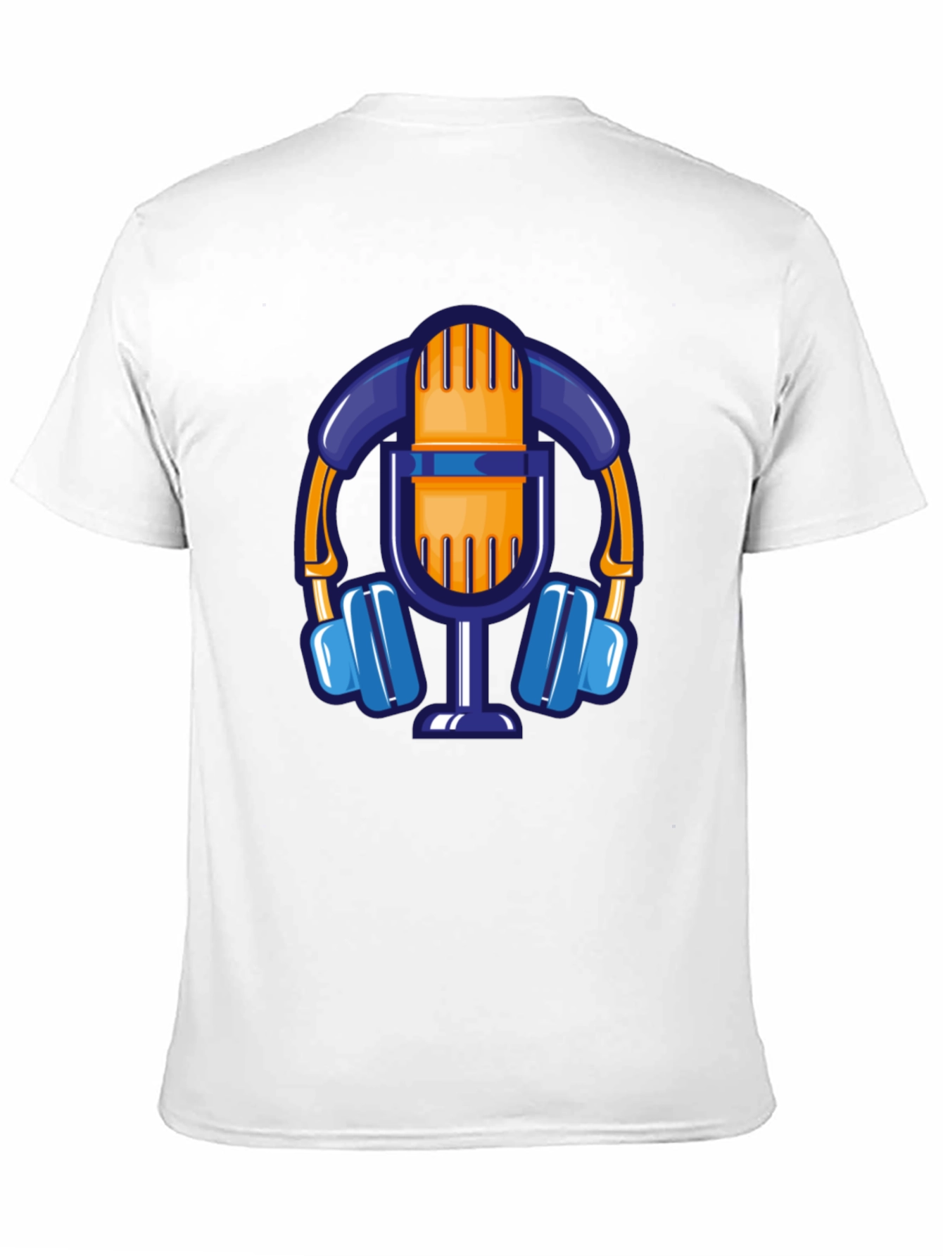 Cartoon Microphone & Headphone Graphic T-Shirt