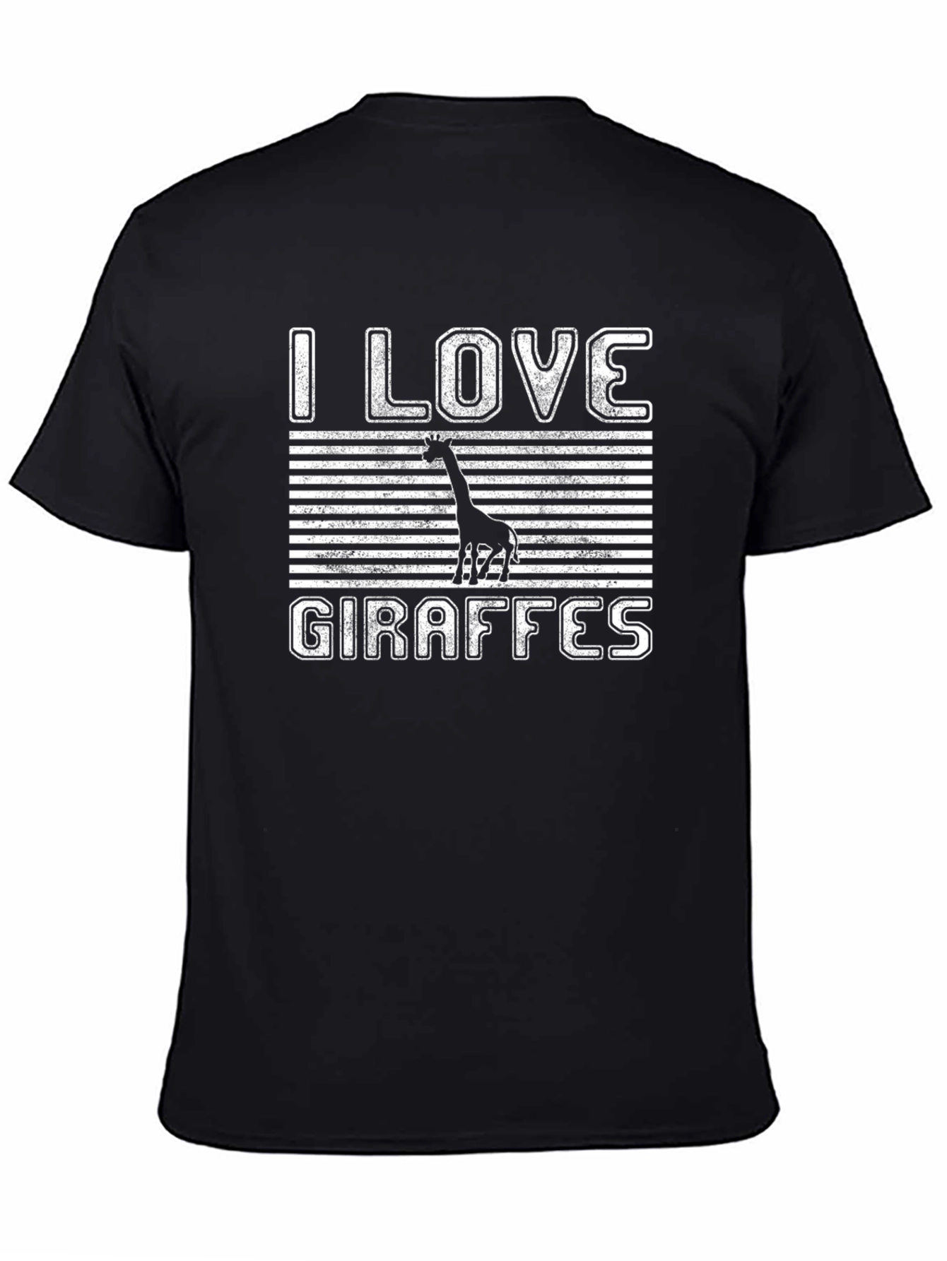I Love Giraffes Black Graphic T-Shirt