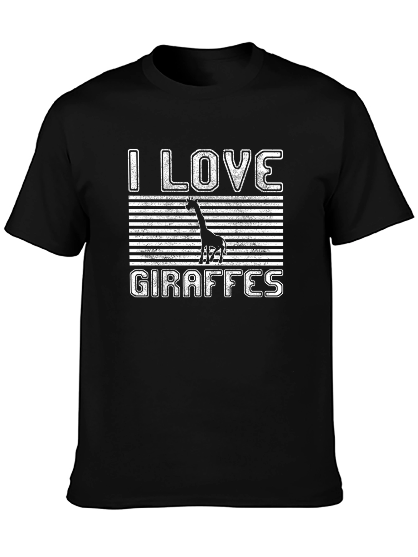 I Love Giraffes Black Graphic T-Shirt