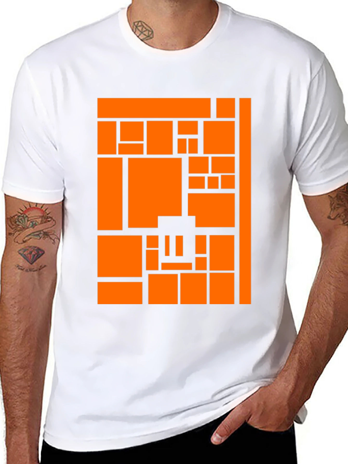 Abstract Graphic Tee - Modern Block Pattern
