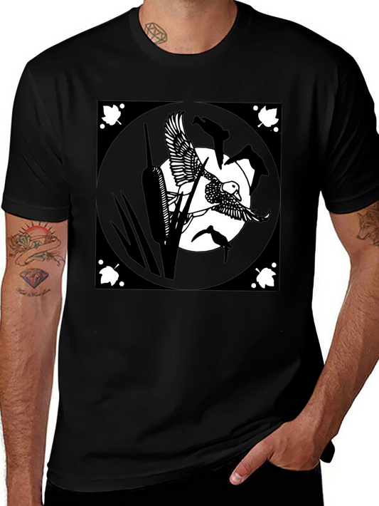 Black T-Shirt with Duck Art Design