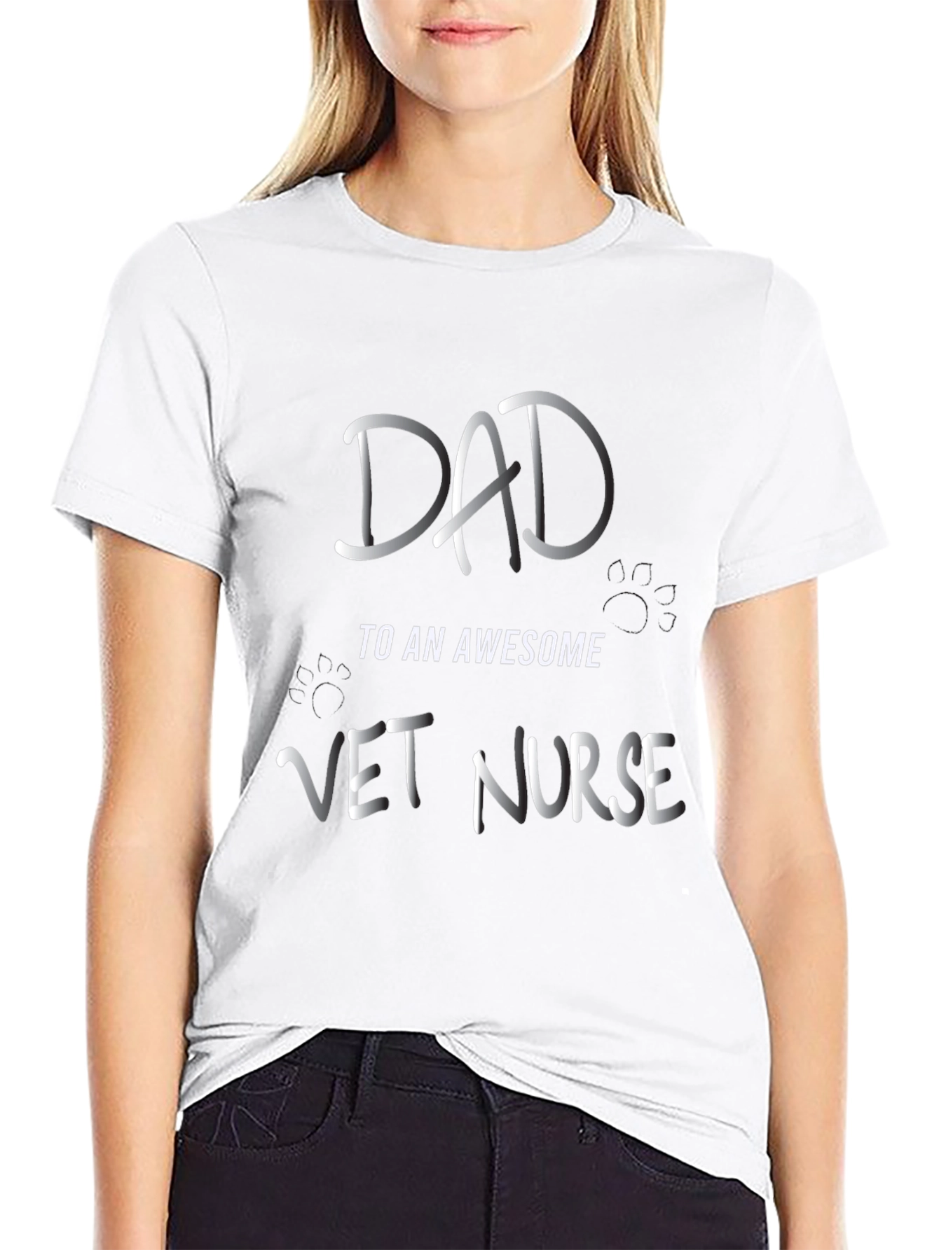 Dad To An Awesome Vet Nurse Black T-Shirt