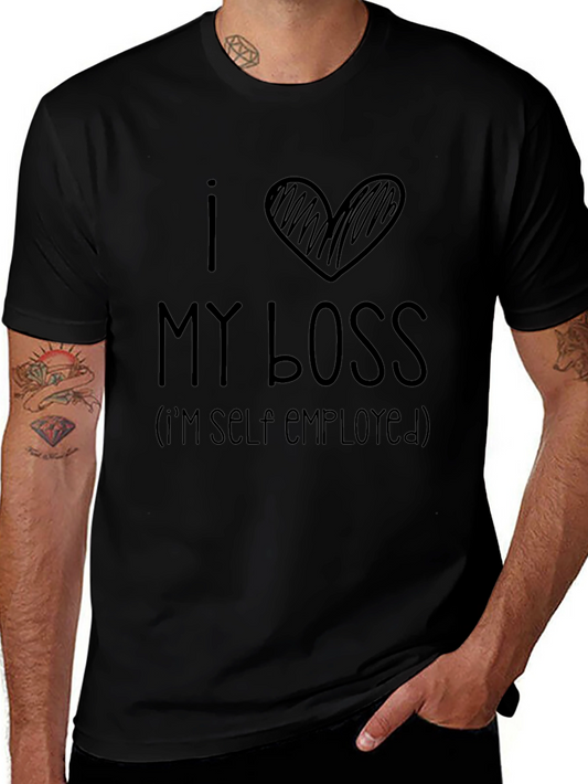 I Heart My Boss Self Employed Black T-Shirt