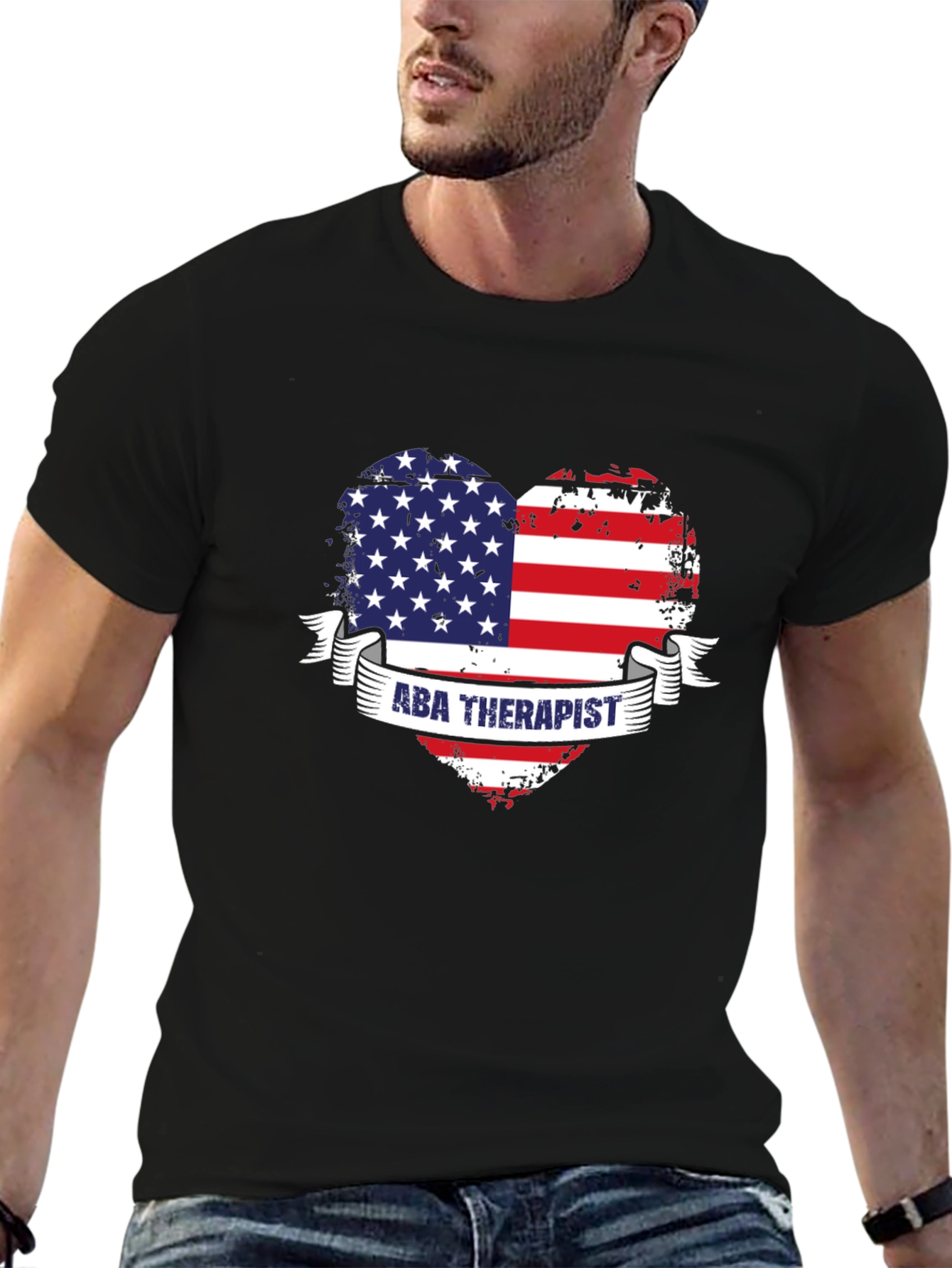 ABA Therapist American Flag Heart T-Shirt