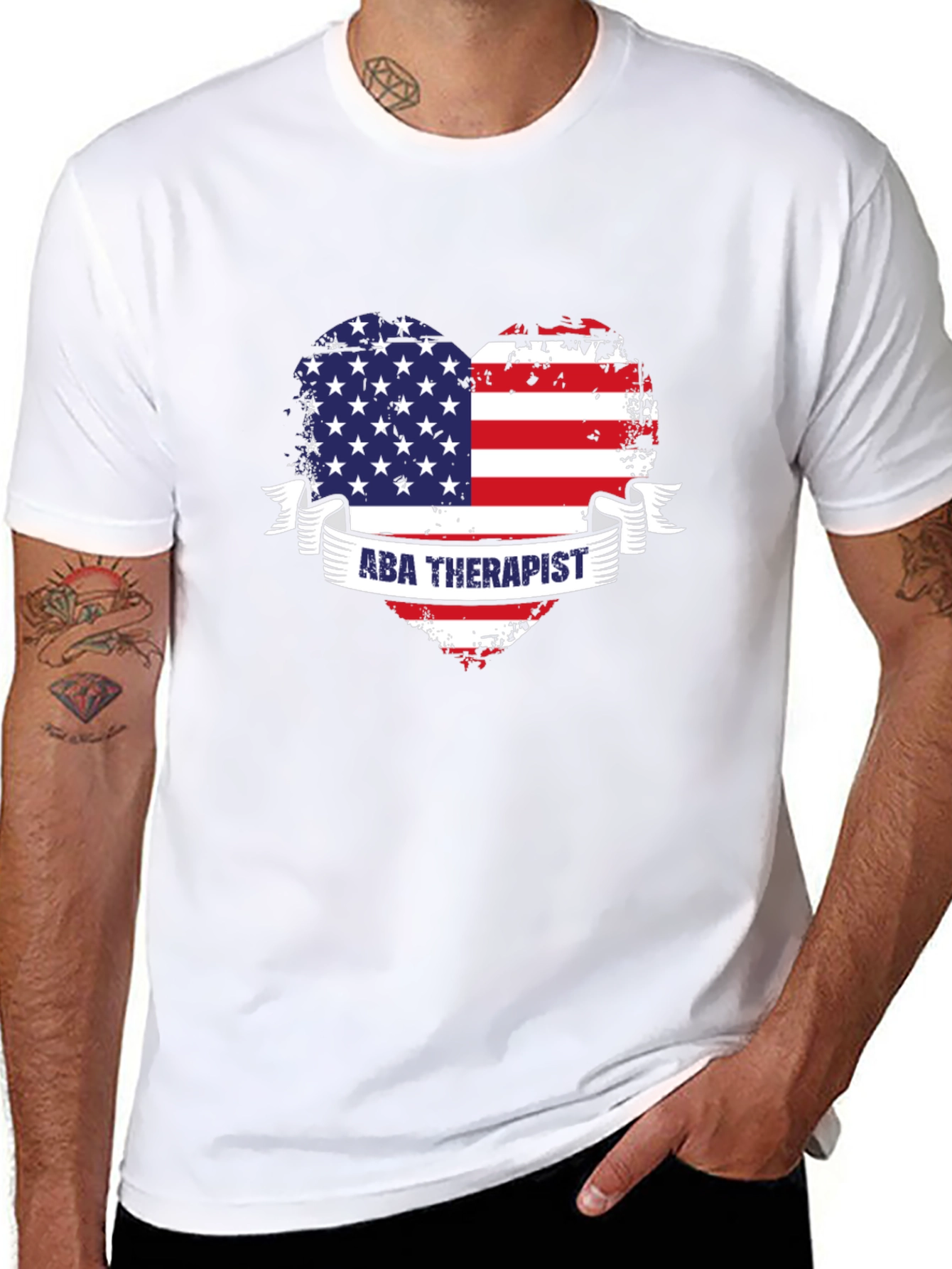 ABA Therapist American Flag Heart T-Shirt