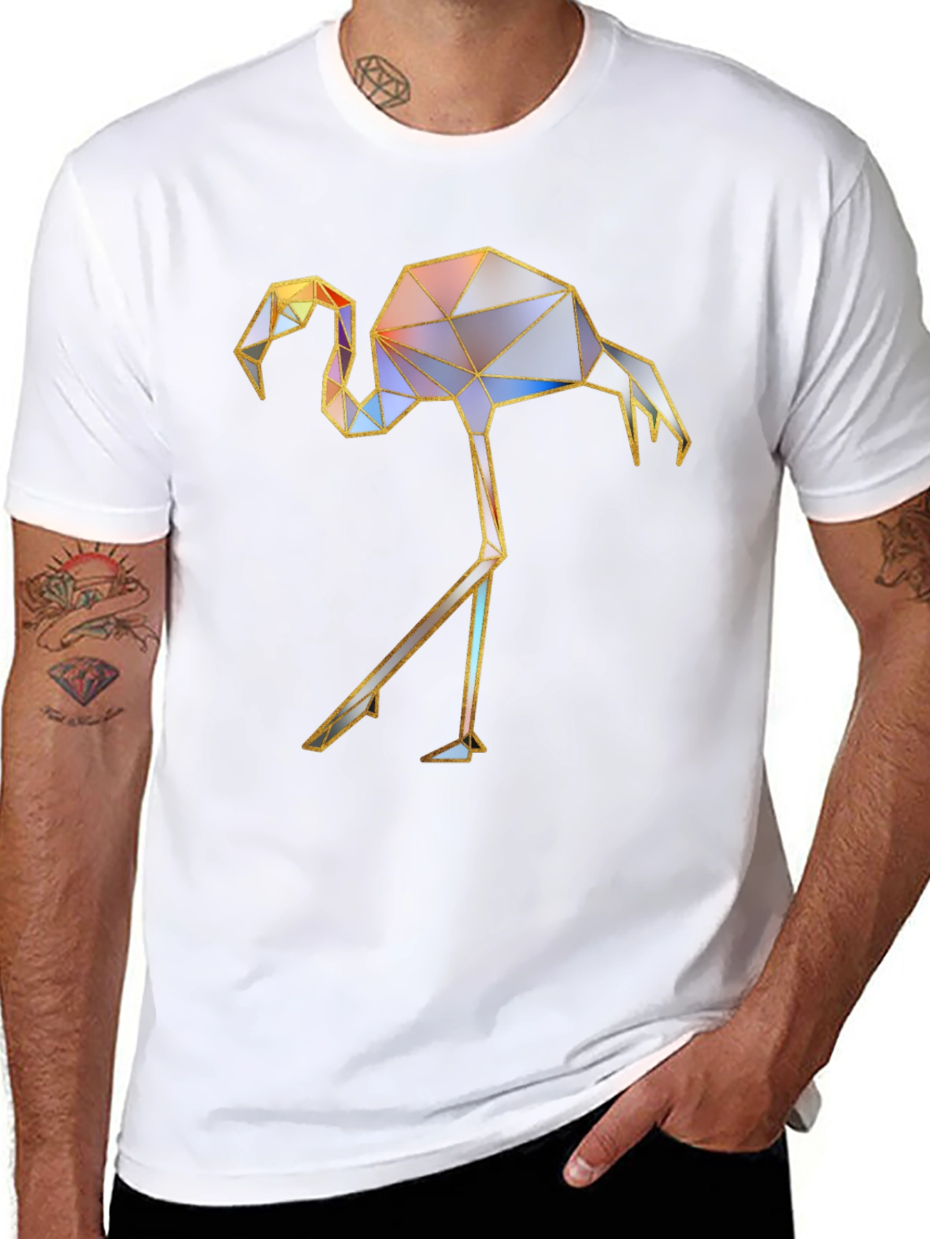 Geometric Flamingo Graphic T-Shirt