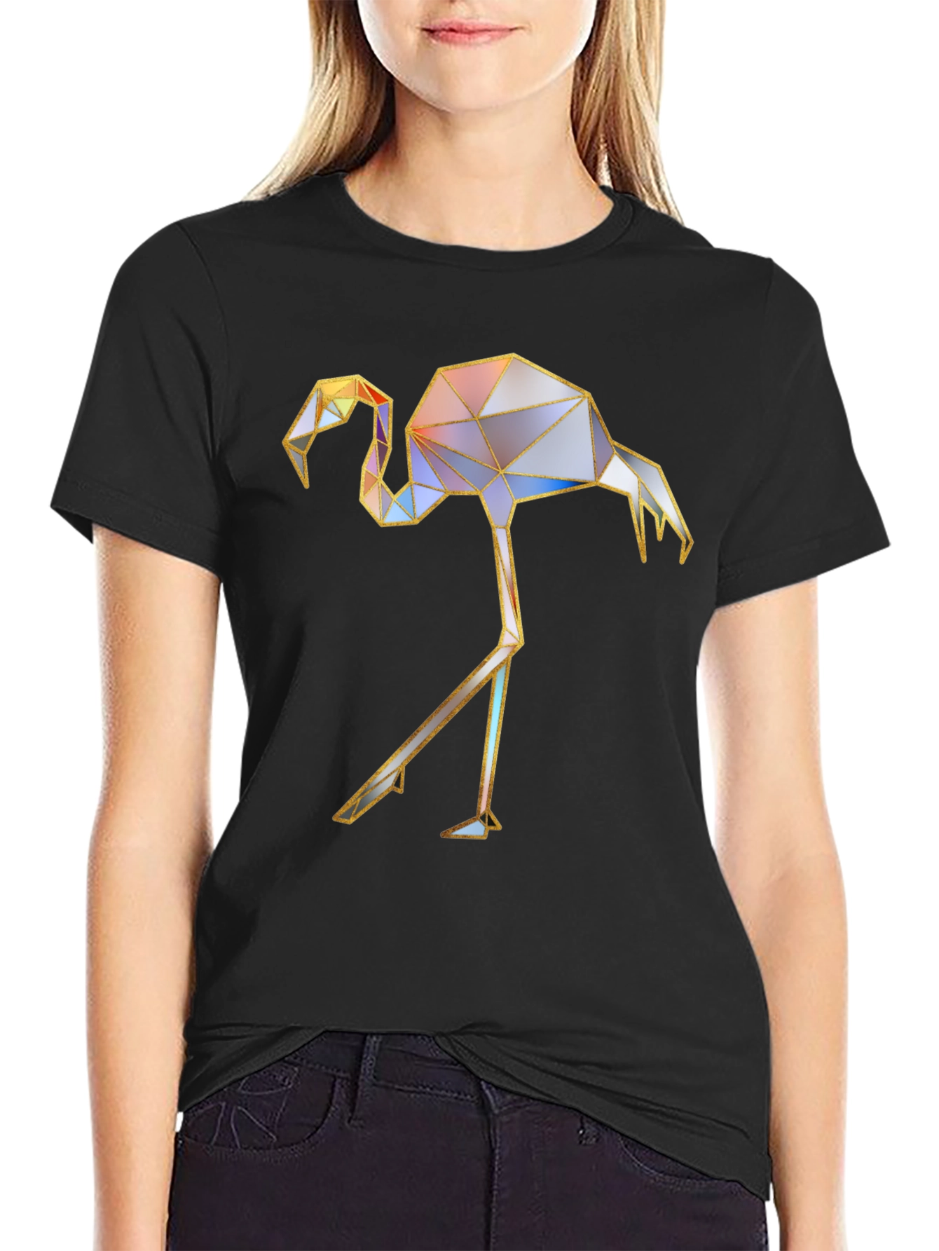 Geometric Flamingo Graphic T-Shirt