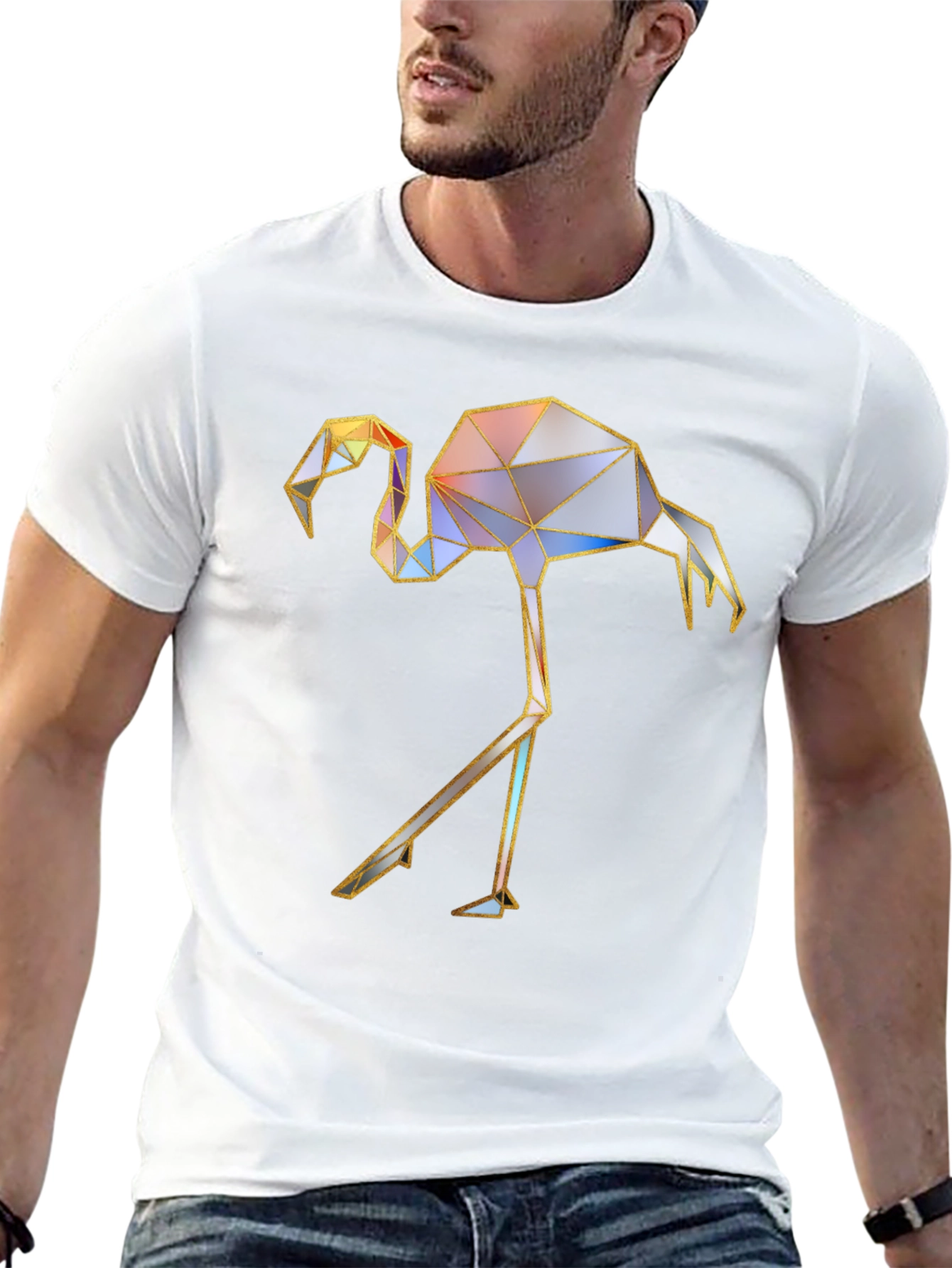 Geometric Flamingo Graphic T-Shirt