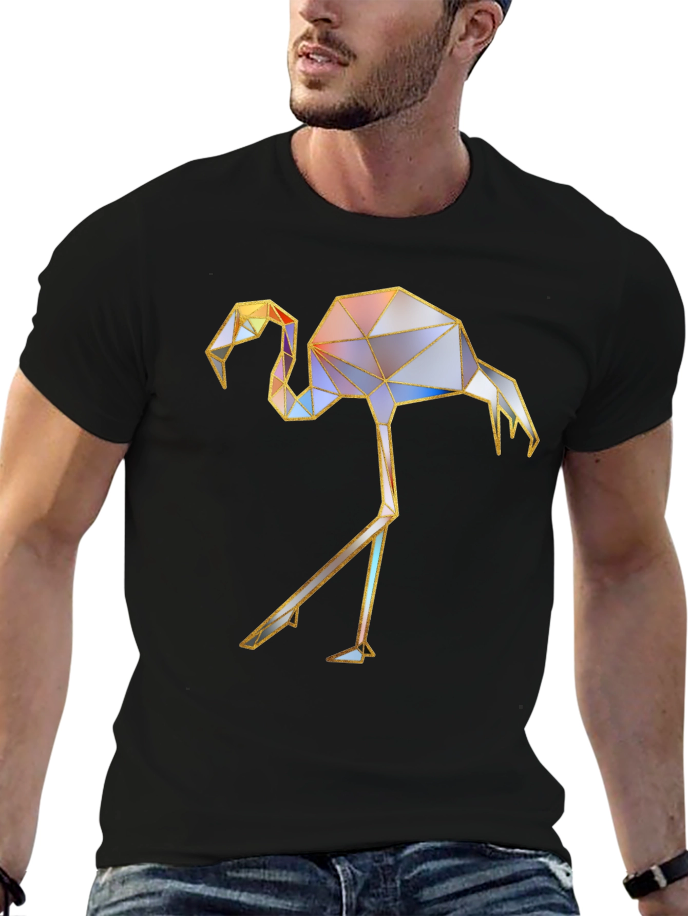 Geometric Flamingo Graphic T-Shirt